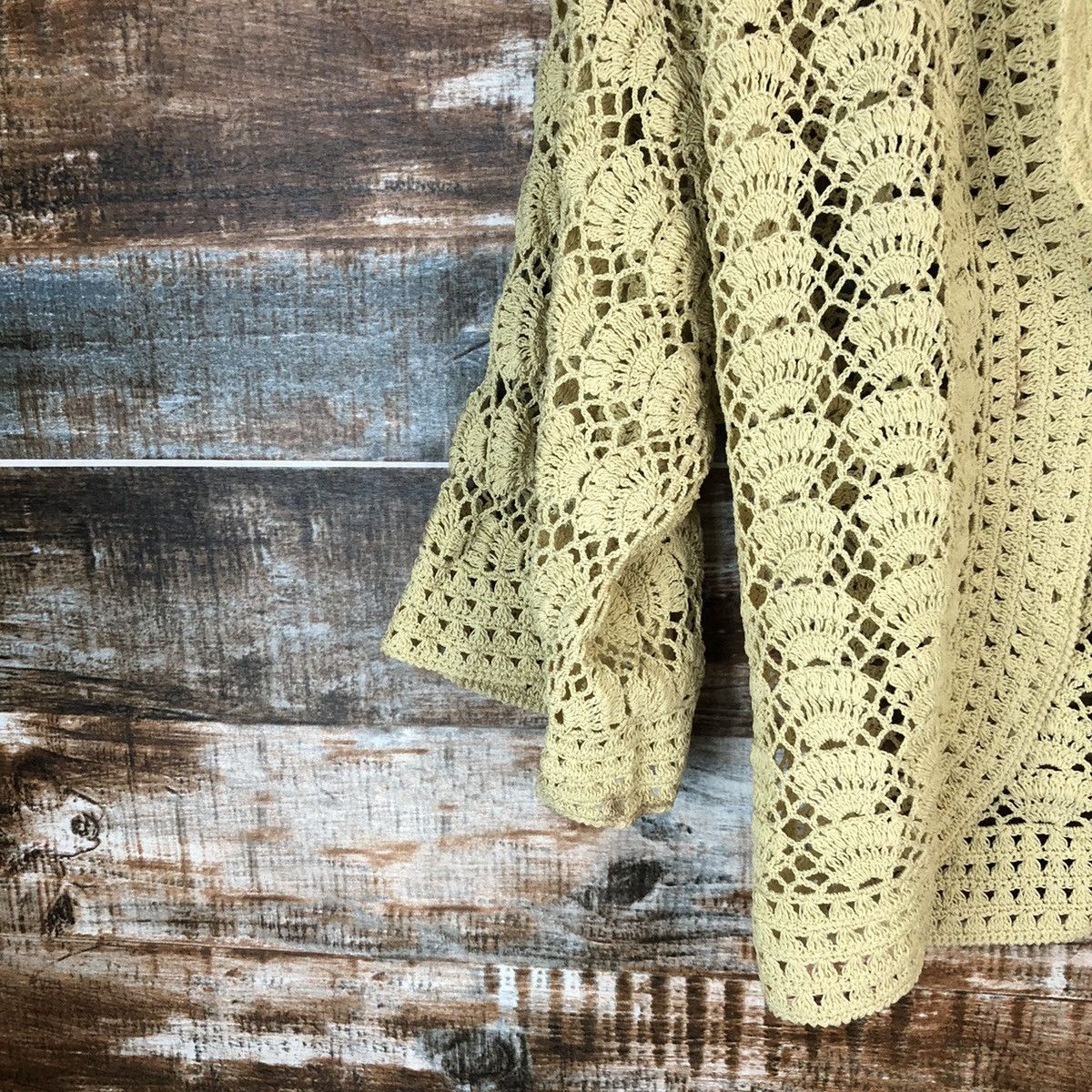 Japanese Brand Japanese Brand crochet Yellow Cardigan Knitwear #A1476 Size M / US 6-8 / IT 42-44 - 7 Thumbnail