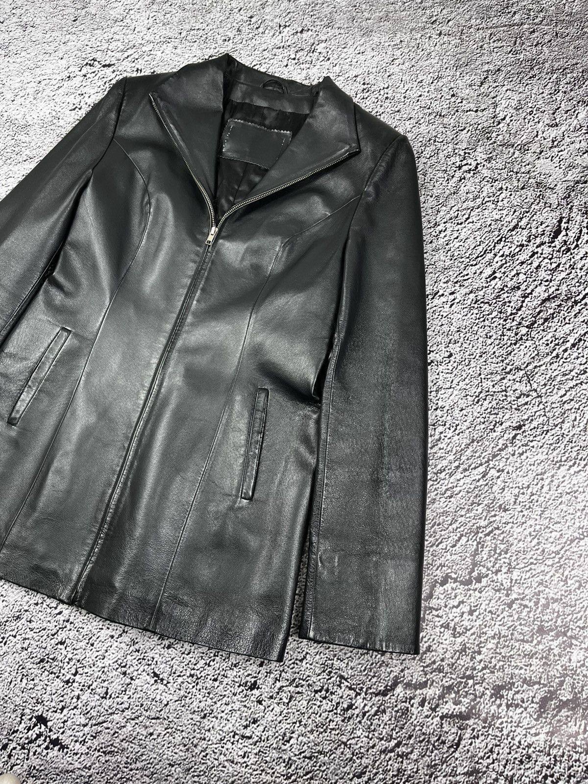 Leather Vintage Y2K Leather elongated avant garde jacket blazer Size M / US 6-8 / IT 42-44 - 4 Thumbnail