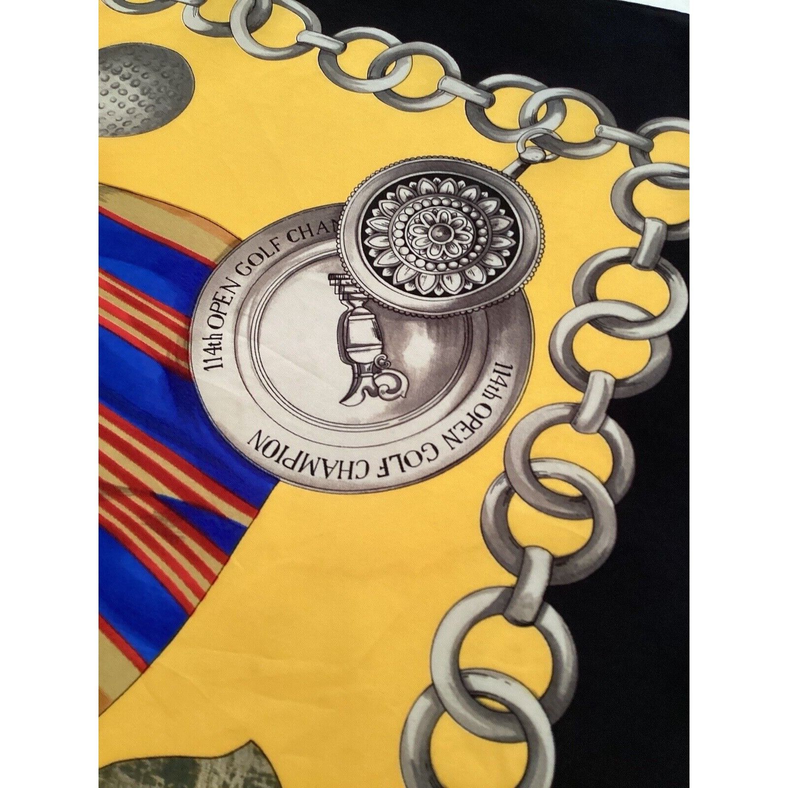 Laura Biagiotti LAURA BIAGIOTTI Yellow Golf Print Silk Scarf Made In Italy Size ONE SIZE - 11 Thumbnail