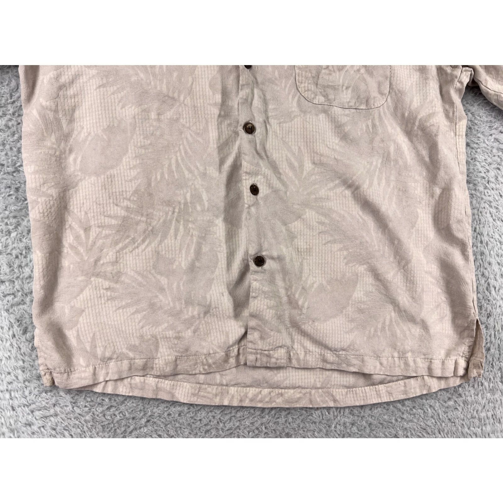 Tommy Bahama Tommy Bahama Shirt Mens Large Beige Silk Hawaiian Palm Leaf Button Up Size US L / EU 52-54 / 3 - 5 Thumbnail