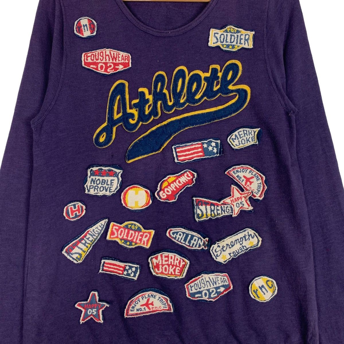 Vintage 96 ROUGH Athlete Patches Logo Pullover Sweater #0690-C32 Size US S / EU 44-46 / 1 - 7 Thumbnail