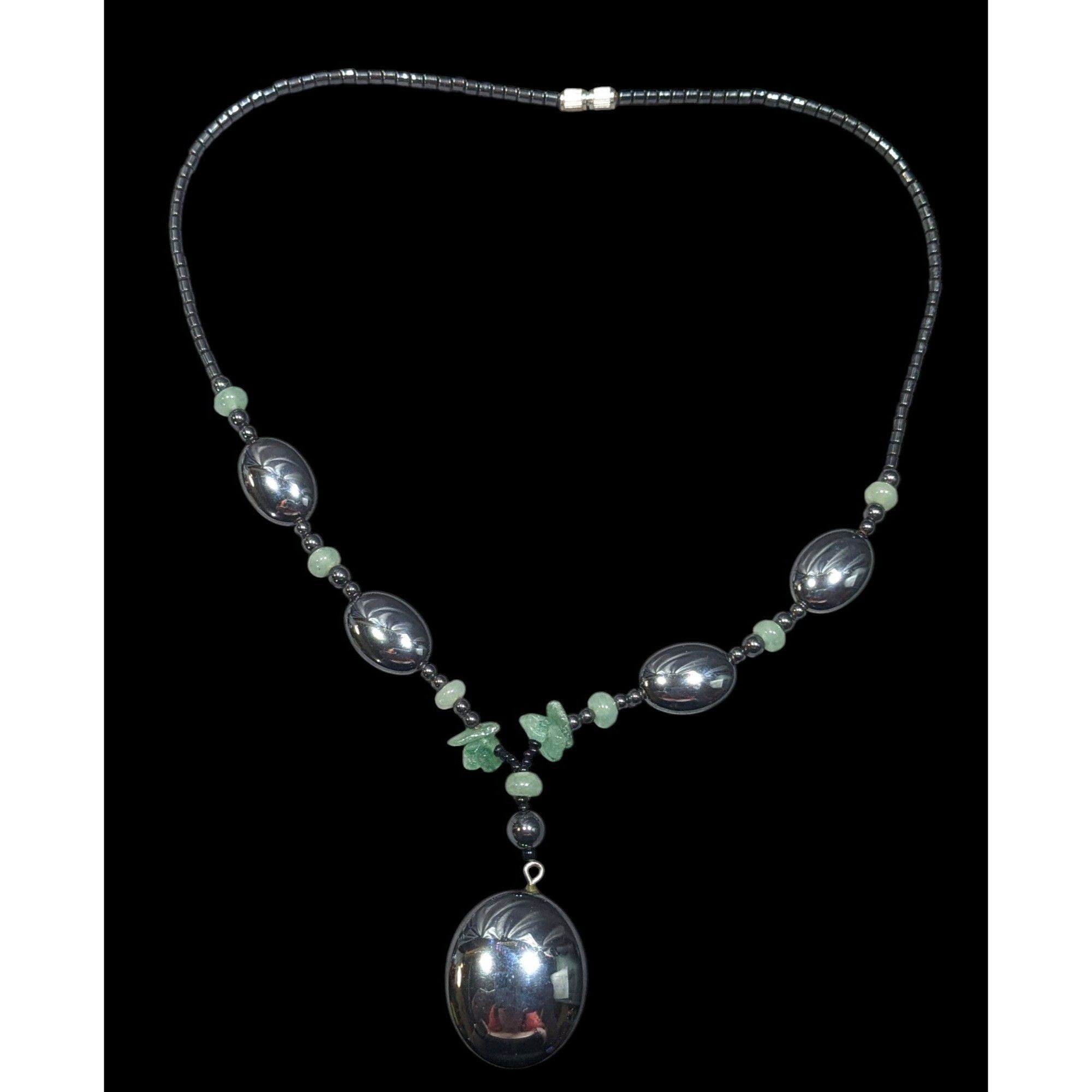 Other Handmade Hematite And Green Amethyst Beaded Drop Necklace Size ONE SIZE - 1 Thumbnail