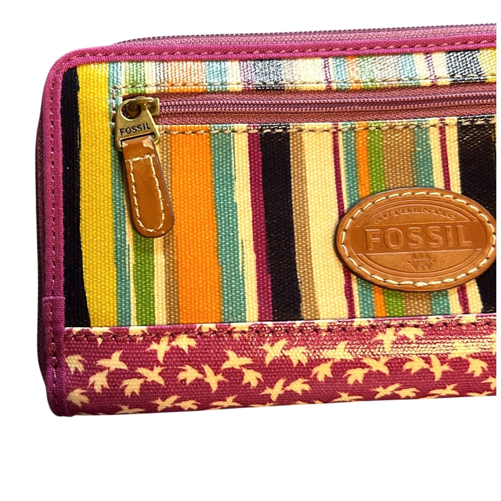 Fossil Fossil Wallet & Change Bag NWOT Women’s Purple Stripes & Birds Coated Canvas Zip-Around Wallet & Change Bag One Size Women’s Size ONE SIZE - 3 Thumbnail