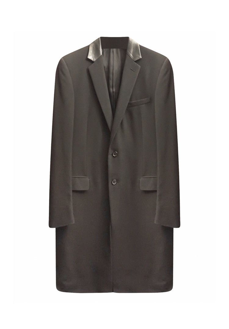 Dior Homme Wool Cozy Leather Collar Detail Heavy Coat