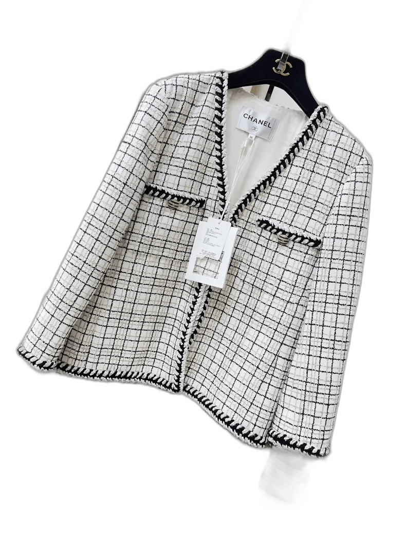 Chanel Chanel Black White Checkered Sparkle Jacket Size S / US 4 / IT 40 - 1 Thumbnail