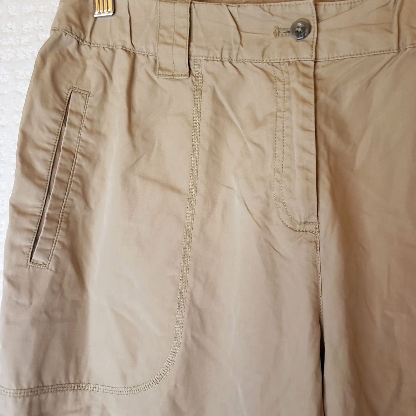 J. Jill J. Jill Women's Capri Cropped Drawstring Pants Tan Khaki 21 Inseam Size 10 Pockets Adjustable Waist Regular Fit Cotton Capris Size 32" / US 10 / IT 46 - 5 Thumbnail