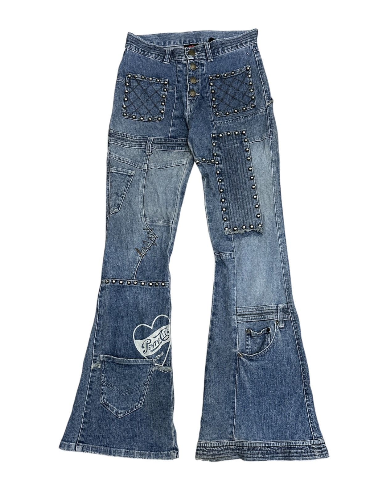 Seditionaries Penty Punk Reconstructed Studded Flare Denim Pant Size US 27 - 1 Thumbnail