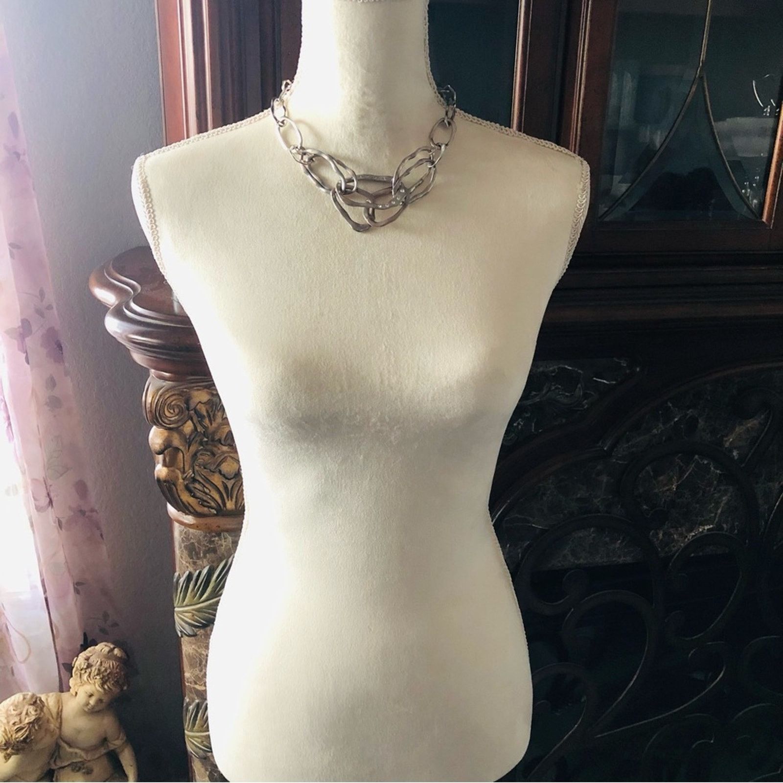 Jewelry Elle silver plated hammered link chain necklace Size ONE SIZE - 6 Thumbnail