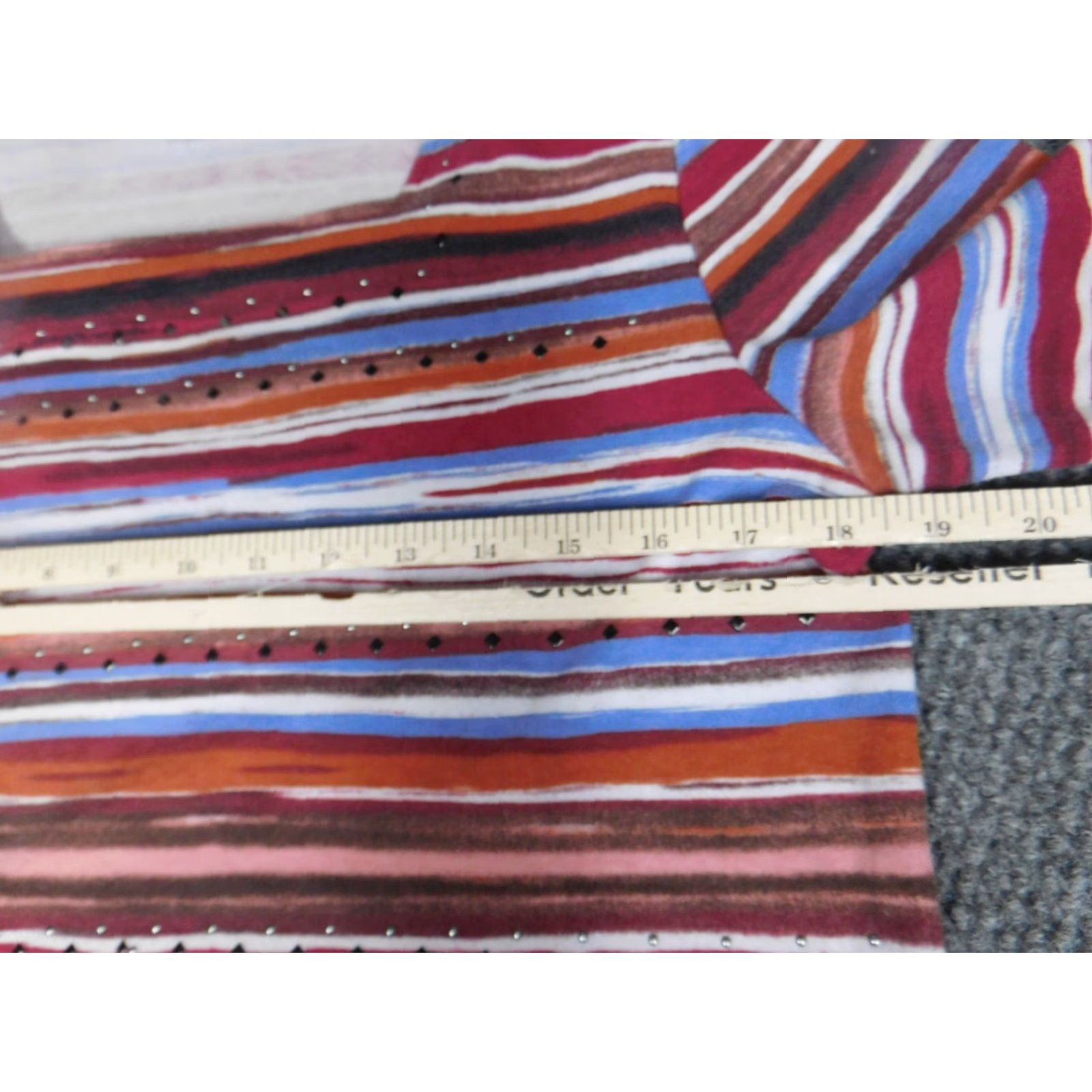 Vintage Rebecca Malone Womens Blouse PM Petites Red Striped Stretch Crew Neck Long Sleeve Casual Pullover Cotton Polyester Rayon Ruffle Classic Basic Size M / US 6-8 / IT 42-44 - 5 Thumbnail
