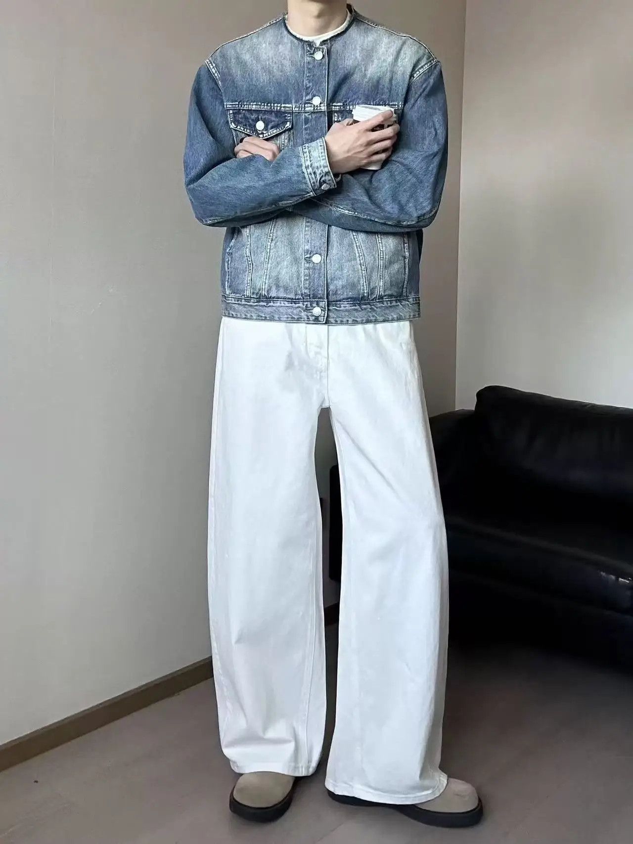 Japanese Brand White Straight Fit Jeans Size US 34 / EU 50 - 4 Thumbnail