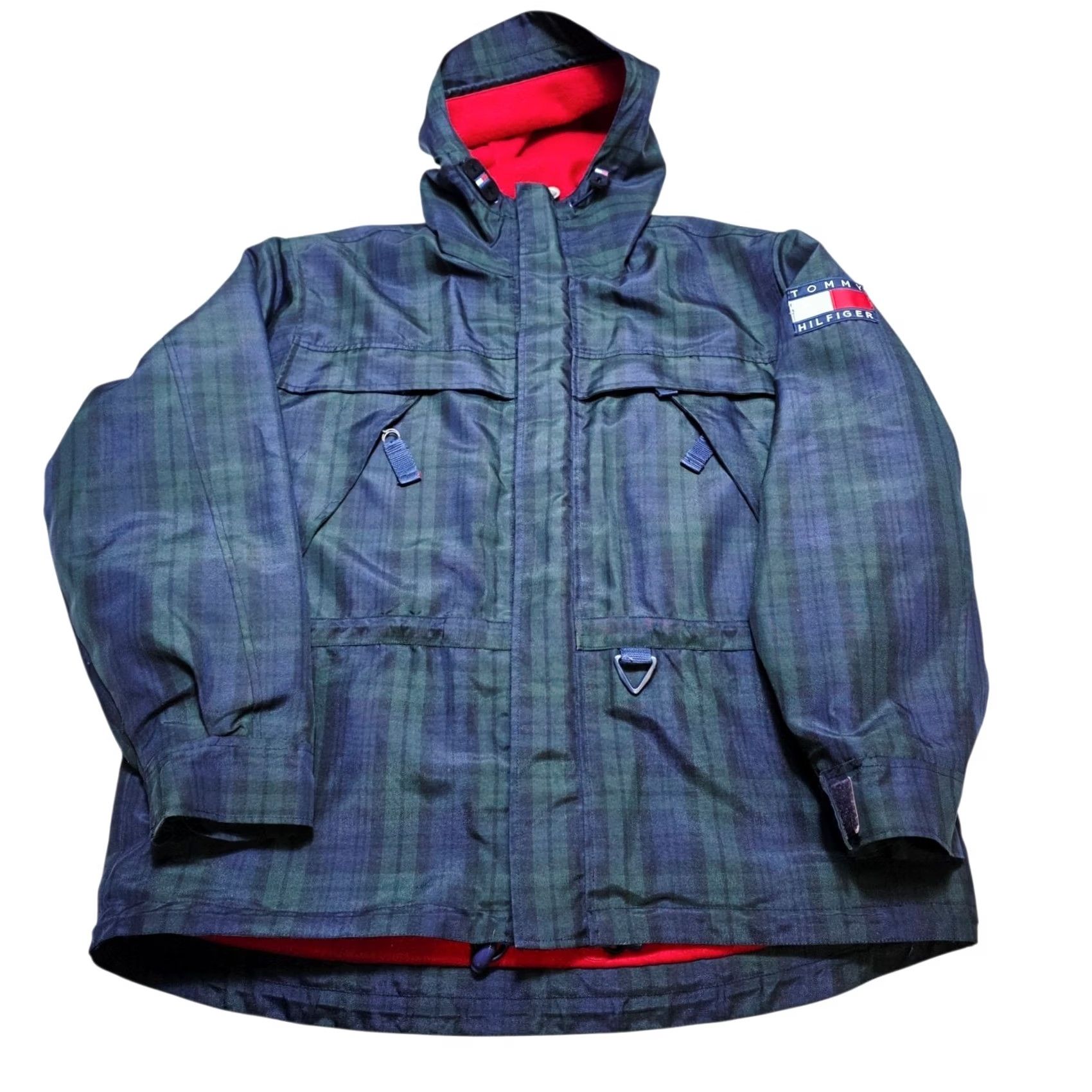 Tommy Hilfiger VINTAGE Tommy Hilfiger Parka Jacket Full Zip Hooded Plaid Blue Green Small 90s Mens Size US S / EU 44-46 / 1 - 2 Thumbnail