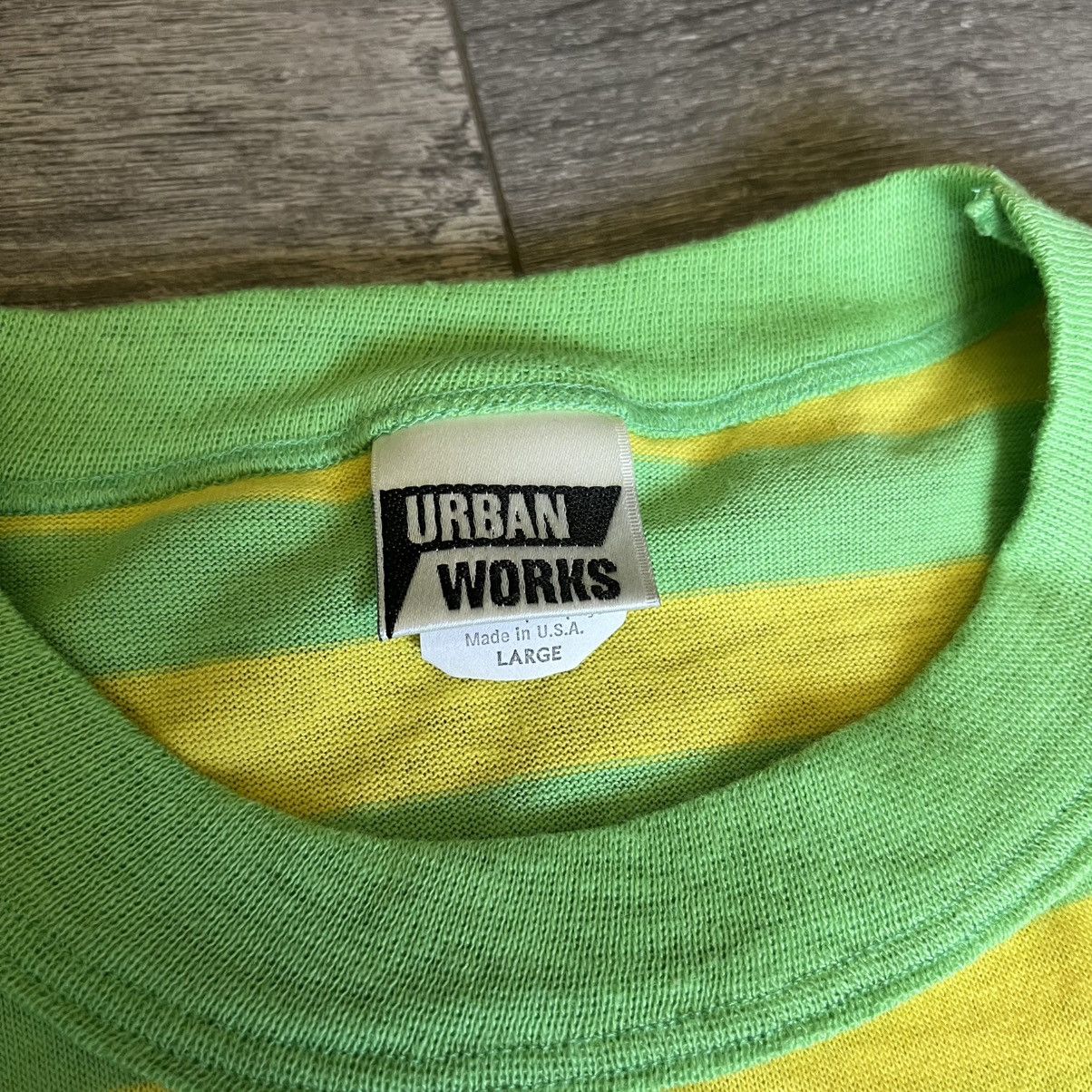 Vintage Vintage 1990s Green Yellow Striped Pocket Blank Tee Shirt Size US L / EU 52-54 / 3 - 3 Thumbnail