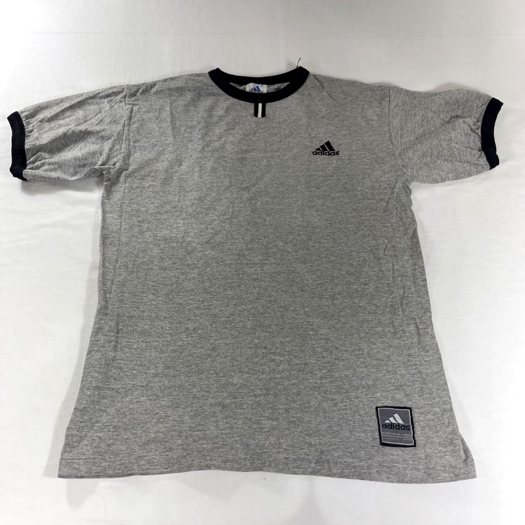 Adidas VINTAGE adidas M Ringer T-Shirt Gray Black Logo MADE IN USA 90s Size US M / EU 48-50 / 2 - 2 Thumbnail