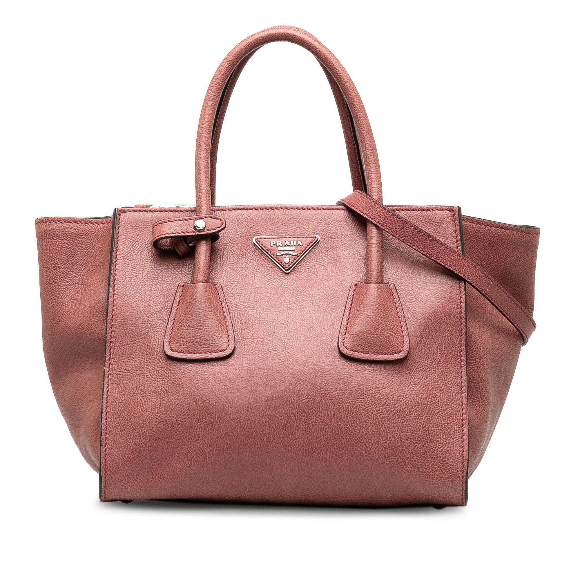 image of Prada Glace Calf Twin Pocket Satchel in Pink, Women's