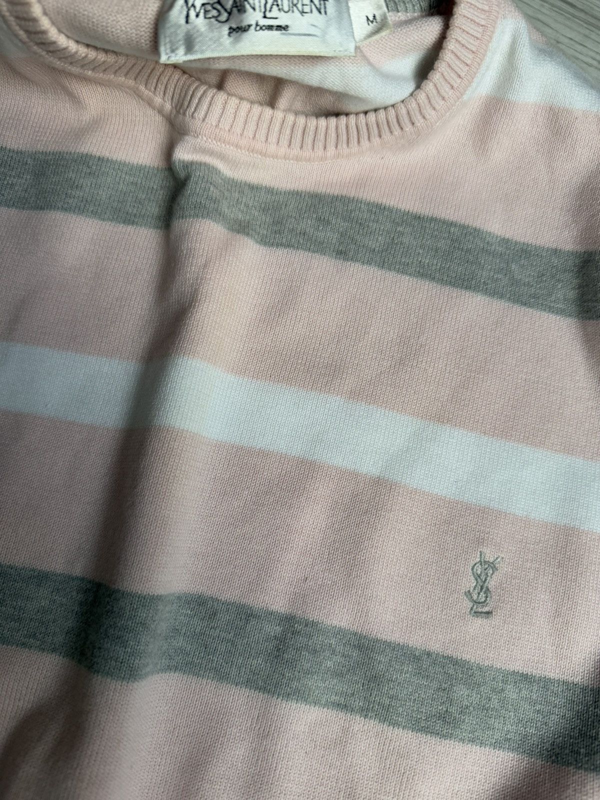 Vintage × Yves Saint Laurent Vintage Striped Sweater YSL Yves Saint Laurent pour home Size US M / EU 48-50 / 2 - 5 Thumbnail