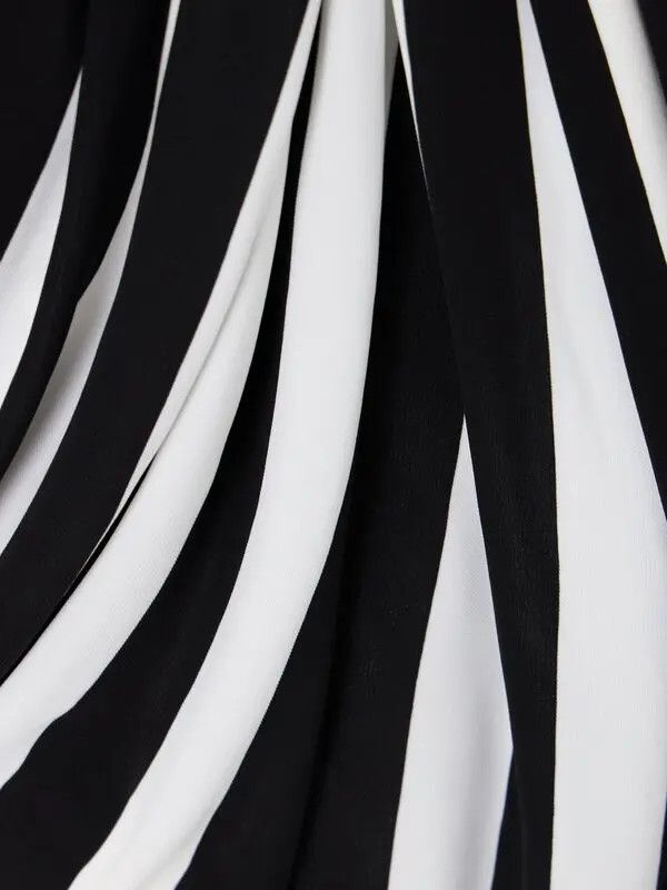 Balmain o1s1wg110725 Draped Striped Jersey Gown in Black/White Size M / US 6-8 / IT 42-44 - 5 Thumbnail