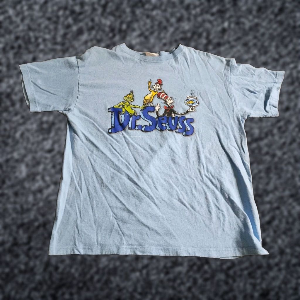 Vintage VINTAGE 90s Dr Seuss T Shirt Mens L Blue USA Graphic Print Stitch Logo Short Sleeve Crew Neck 100% Cotton Regular Official Size US L / EU 52-54 / 3 - 1 Thumbnail