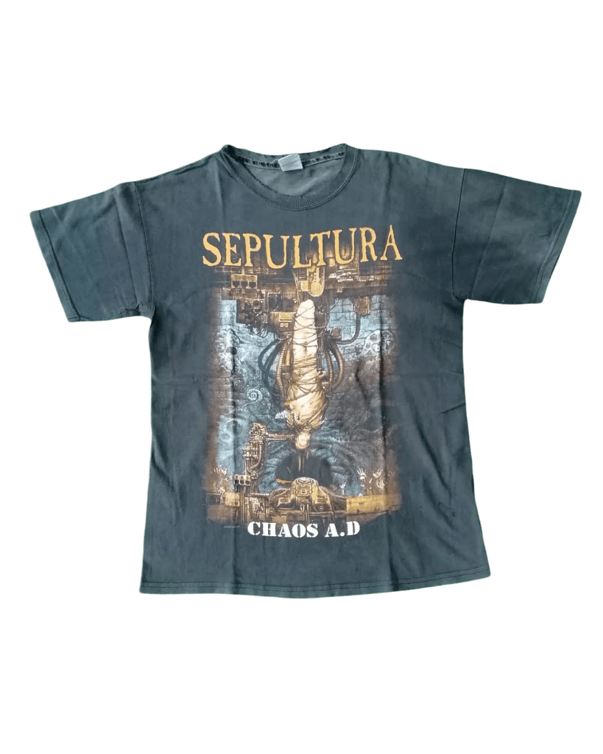Band Tees Vintage Trashed Sepultura Chaos A.D Graphic Band Tees Size US M / EU 48-50 / 2 - 1 Thumbnail