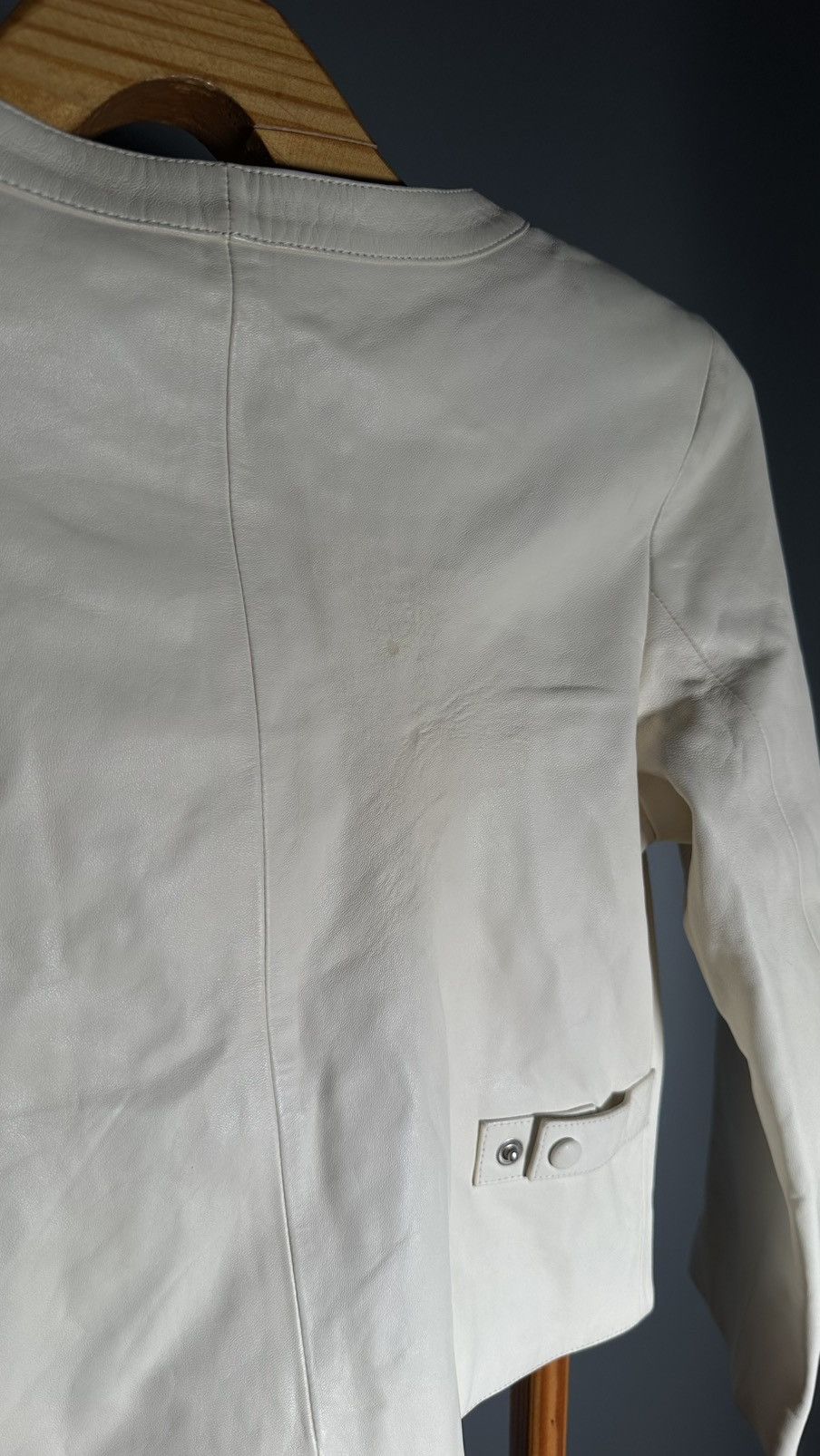 agnes b. agnes b. pression leather cardigan blouson jacket cream Size XS / US 0-2 / IT 36-38 - 16 Thumbnail