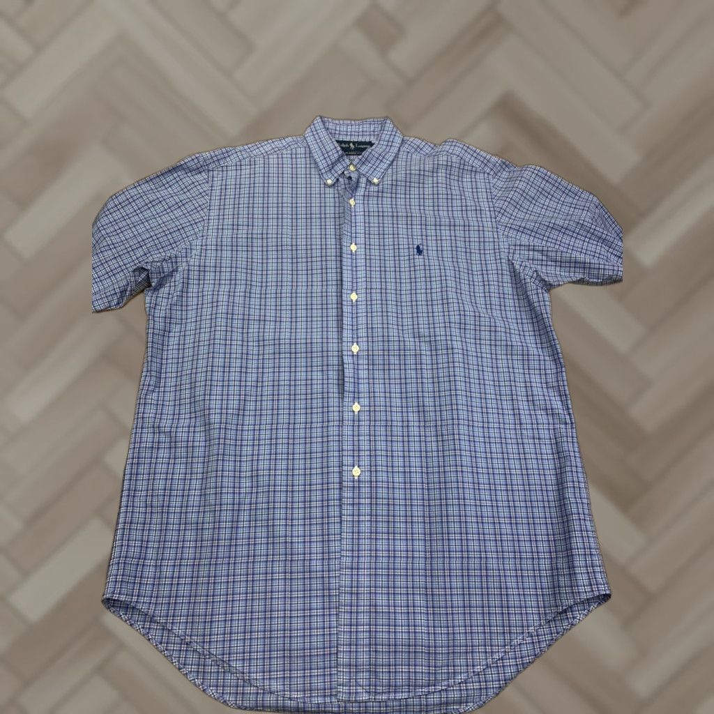 Ralph Lauren Ralph Lauren Shirt Mens L Blue Check Button Down Short Sleeve Classic Fit 10588 Size US L / EU 52-54 / 3 - 1 Thumbnail