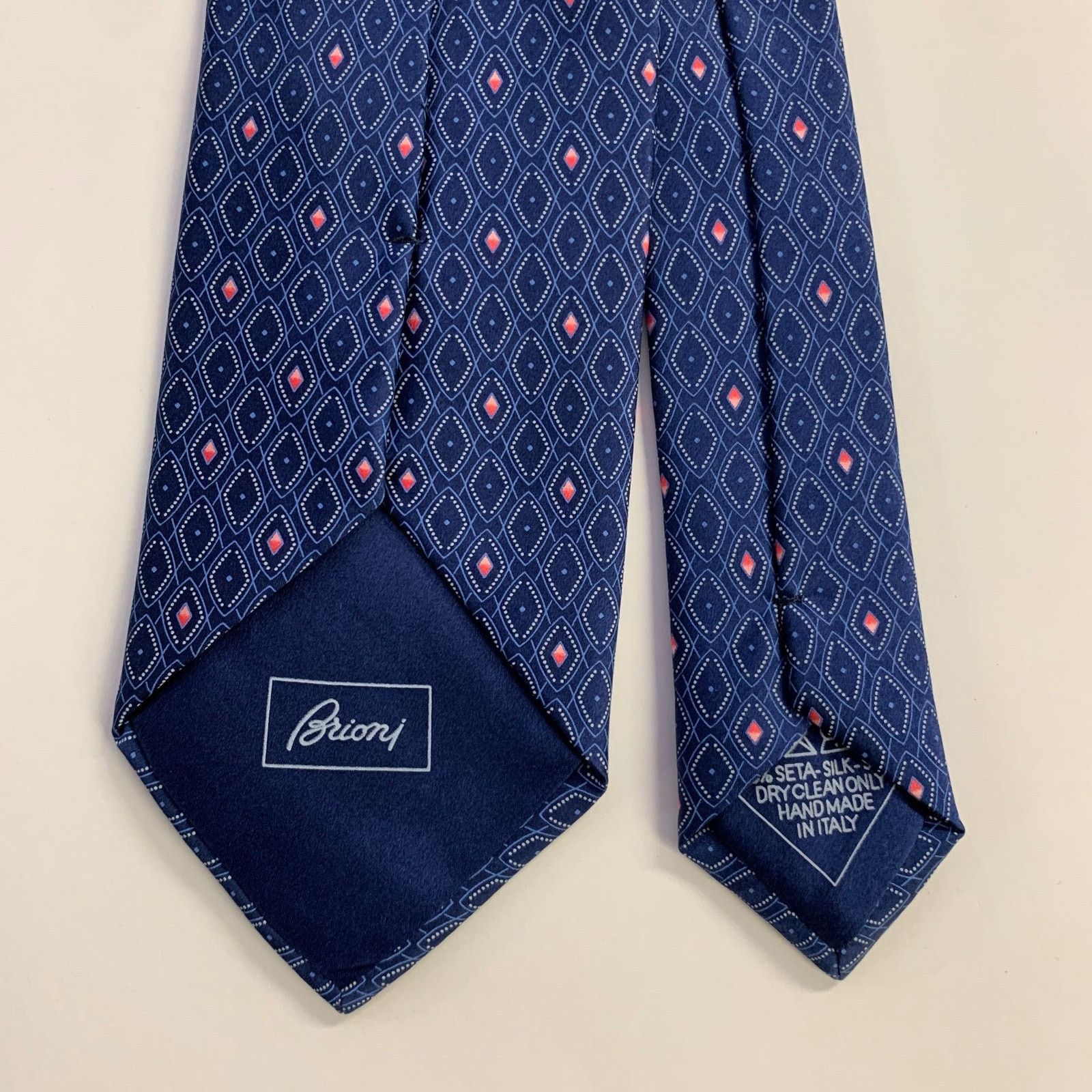 Brioni BRIONI Blue White Geometric Silk Tie Size ONE SIZE - 2 Thumbnail