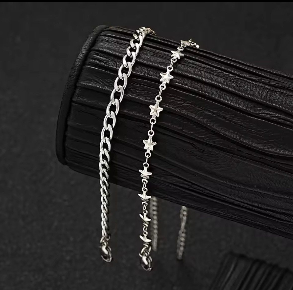 Jewelry Men's Fashion Stainless Steel Double Chain Star Bracelets Size ONE SIZE - 2 Thumbnail