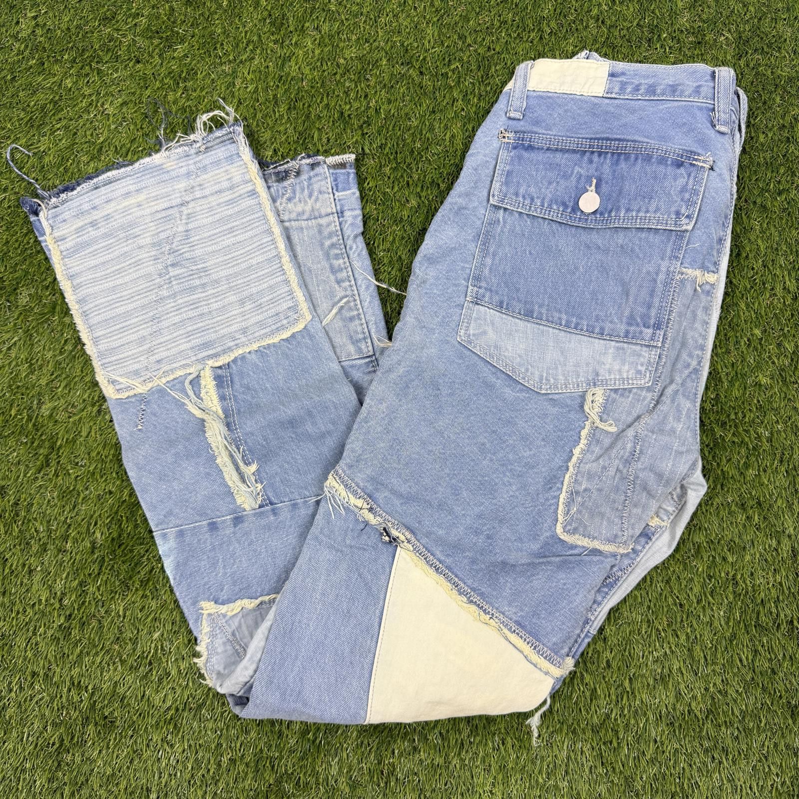 The Unbranded Brand Patchwork Distressed Denim Jeans Size US 30 / EU 46 - 4 Thumbnail