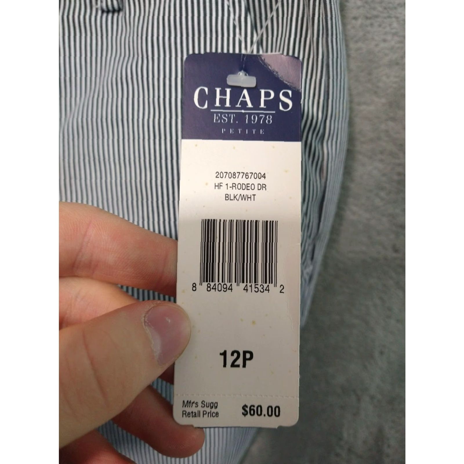 Chaps Chaps Pants Womens 12 Petite Black White Striped Straight Leg Trouser Cotton Size 34" / US 12 / IT 48 - 7 Thumbnail