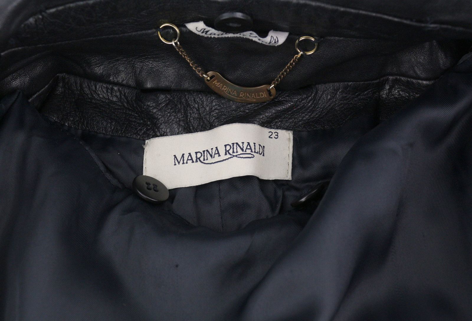Marina Rinaldi M Vintage Black Leather Removable Lining Mid-Length 86460 Size M / US 6-8 / IT 42-44 - 8 Thumbnail