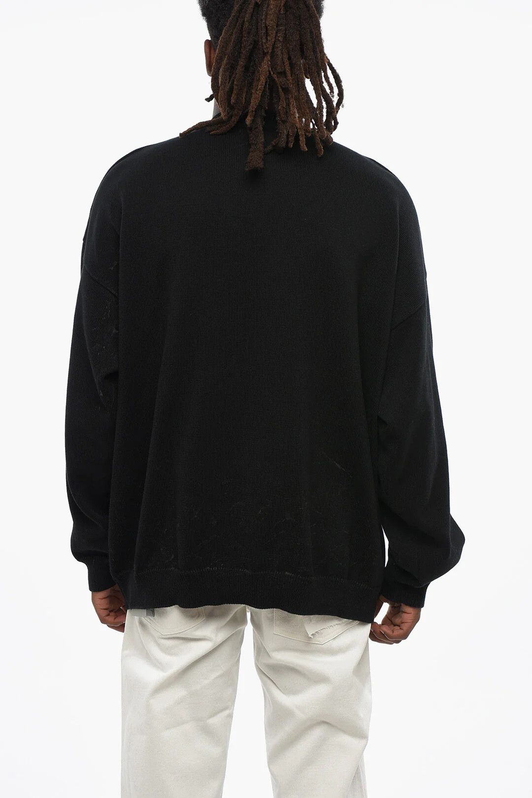 Balenciaga og1mm0426 Cotton-Blend Crewneck Sweater in Black Size US S / EU 44-46 / 1 - 2 Thumbnail