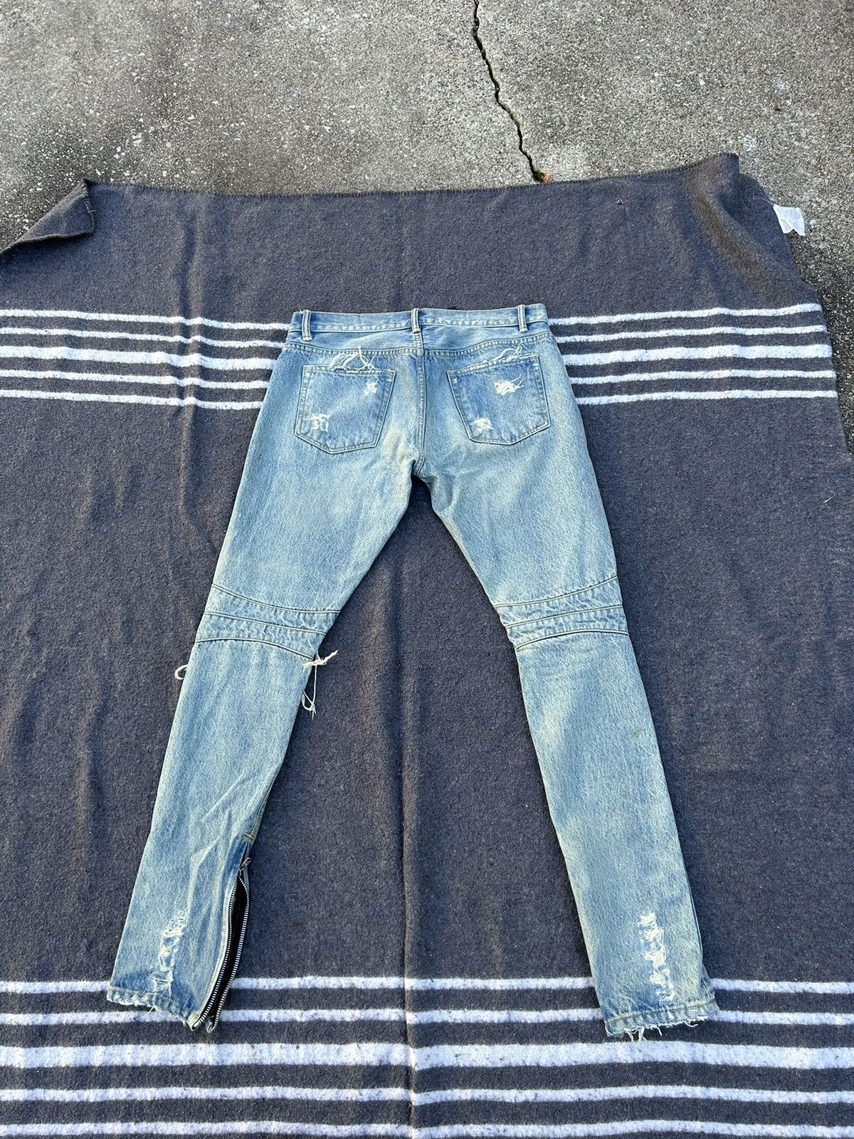 Designer × Japanese Brand HarderStore Distressed Italian Selvedge Denim Size US 34 / EU 50 - 3 Thumbnail