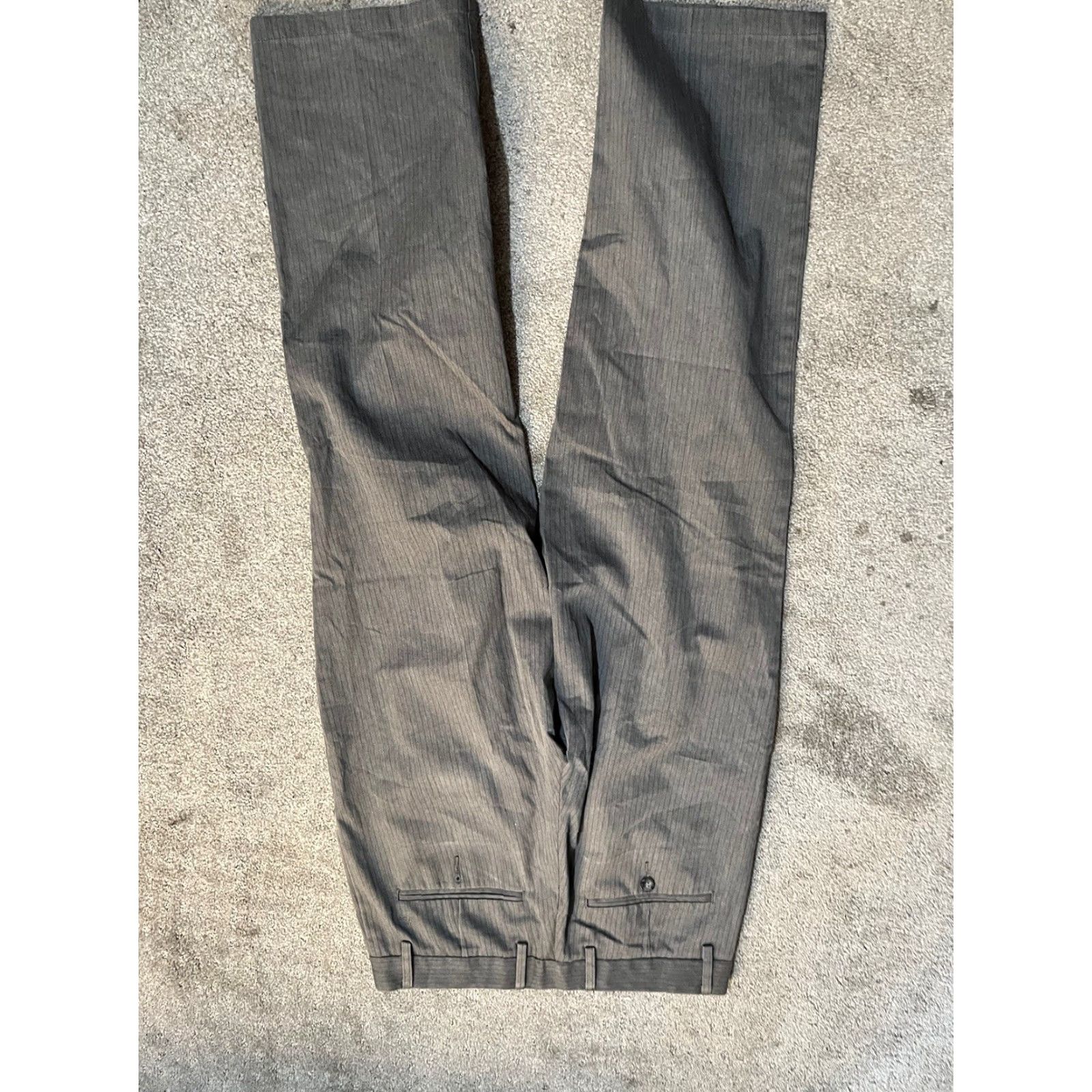 Dockers DOCKERS Pants Dockers D2 Chino Flat Front Straight Leg Mens 30x30 Gray Stripe Regular Rise 30 Inseam Cotton Belt Loops Buttons Vintage No Size US 30 / EU 46 - 3 Thumbnail
