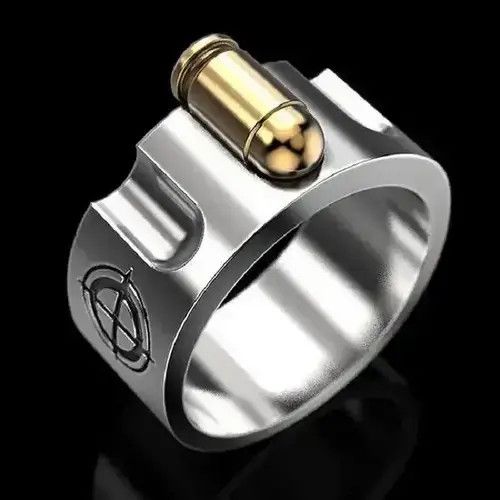 Jewelry Domineering Bullet Mens Rings in Silver