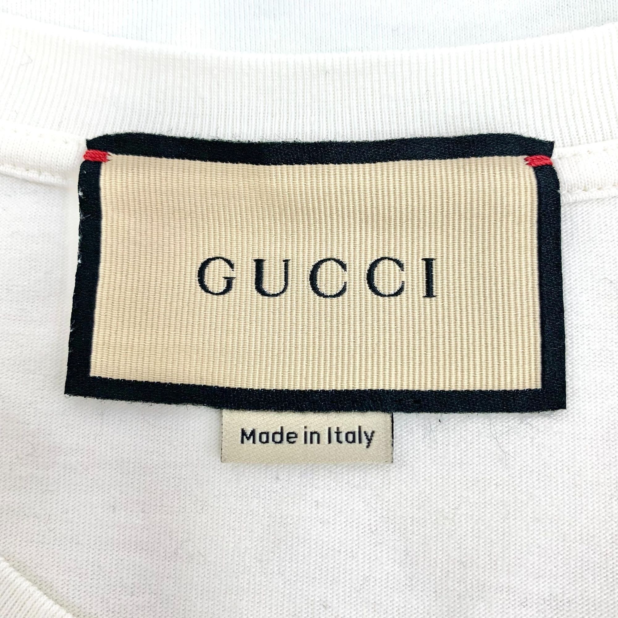 Gucci Gucci White Cotton Round-Neck Short-Sleeve T-Shirt With Rain Size M / US 6-8 / IT 42-44 - 2 Thumbnail