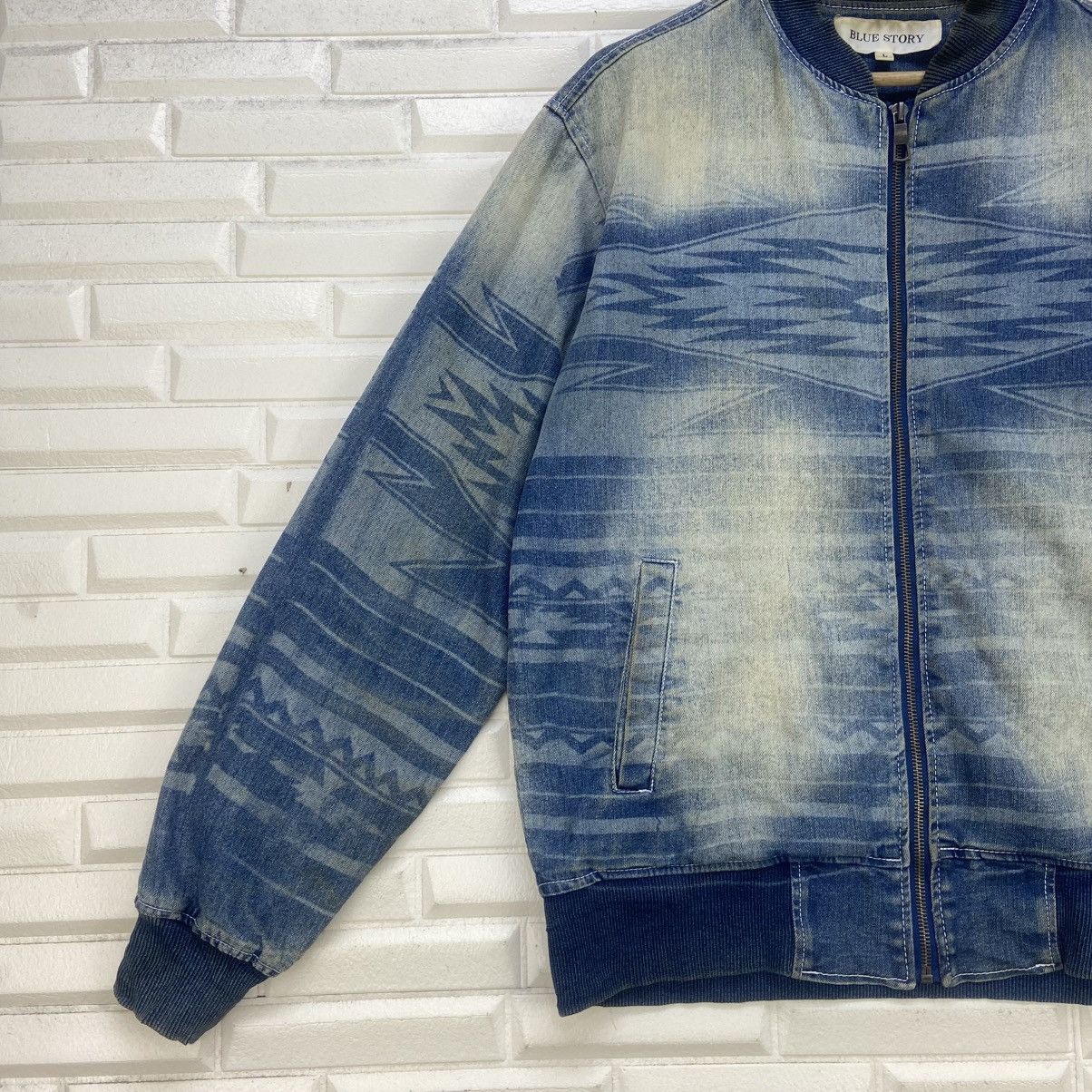 Japanese Brand Blue Story Street Fashion Native Soft Denim Bomber Style Size US S / EU 44-46 / 1 - 4 Thumbnail