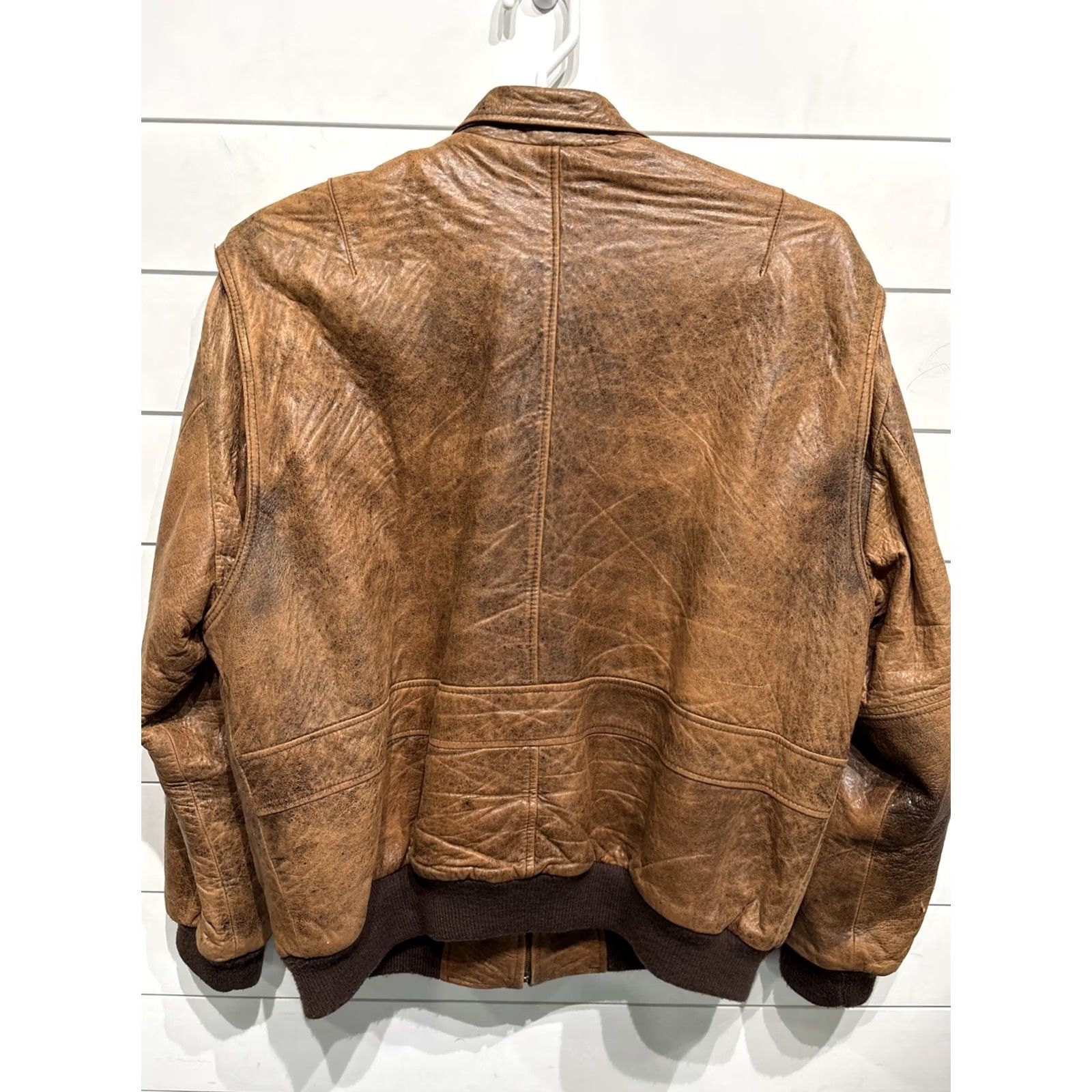 Vintage VINTAGE Oakbrook Leather Bomber Jacket Mens Size L Distressed Brown Wool? Size US L / EU 52-54 / 3 - 4 Thumbnail