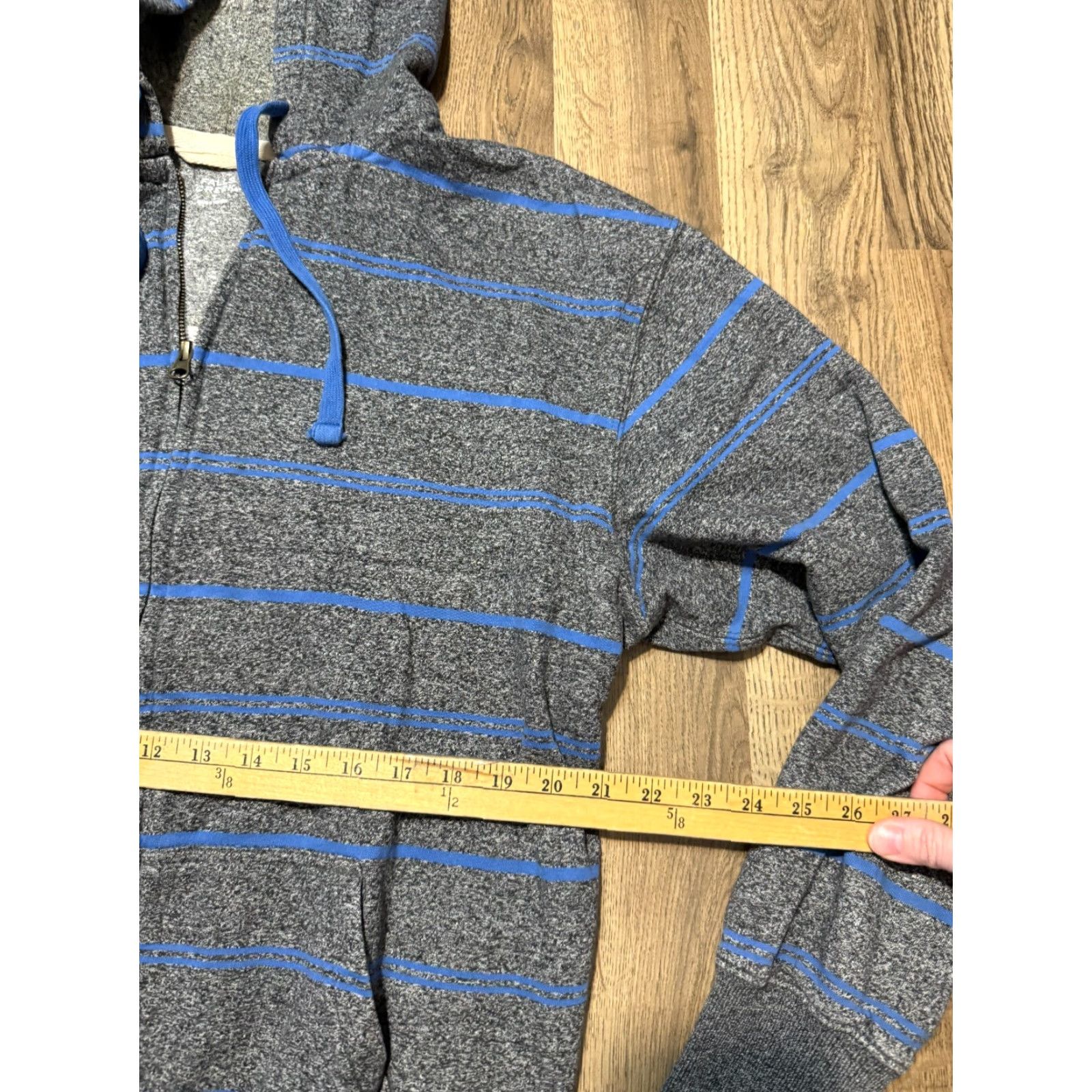 Vintage Falls Creek Sweatshirt Men L Gray blue Striped Full Zip Hooded Regular Fit Size US L / EU 52-54 / 3 - 6 Thumbnail