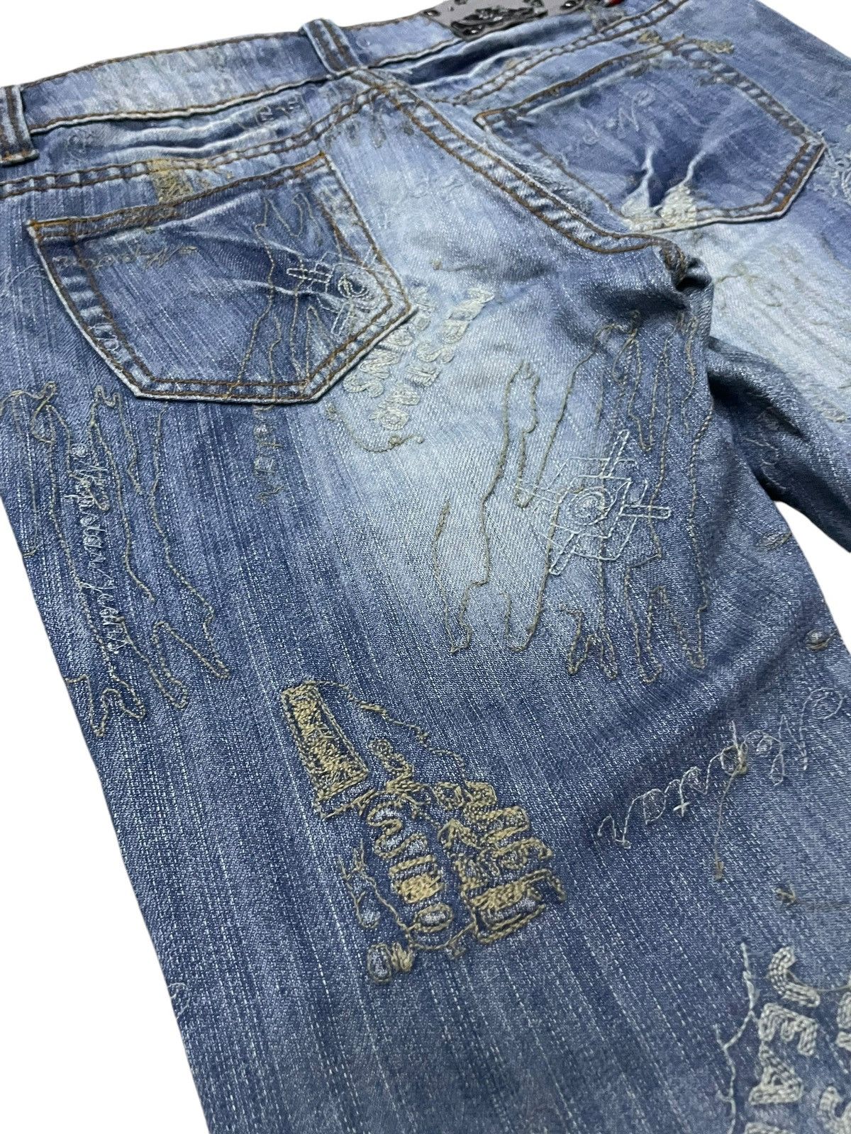 Hysteric Glamour × Japanese Brand Nep Star Japan Embroidery Doodle Heavy Stitch Flare Jeans Size US 30 / EU 46 - 14 Thumbnail