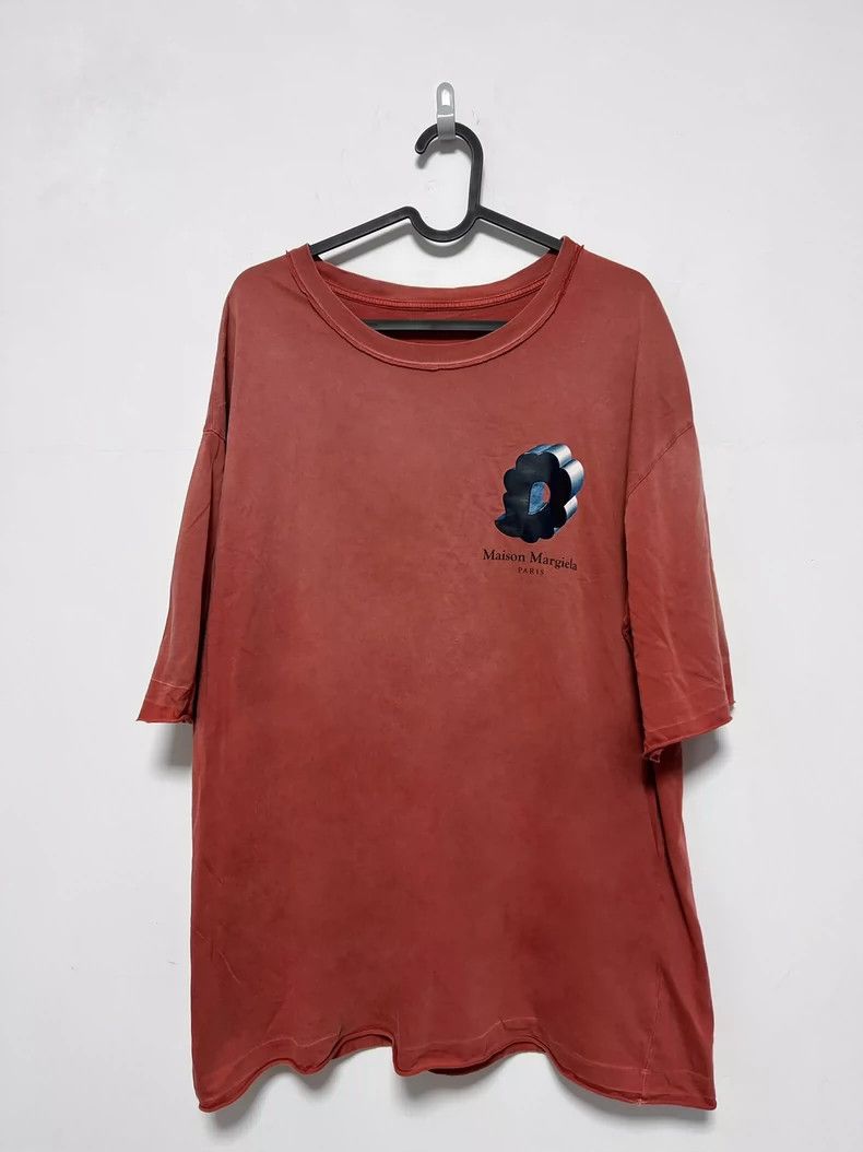 Maison Margiela 23Ss Washed Faded Old Gray Letter Short Sle