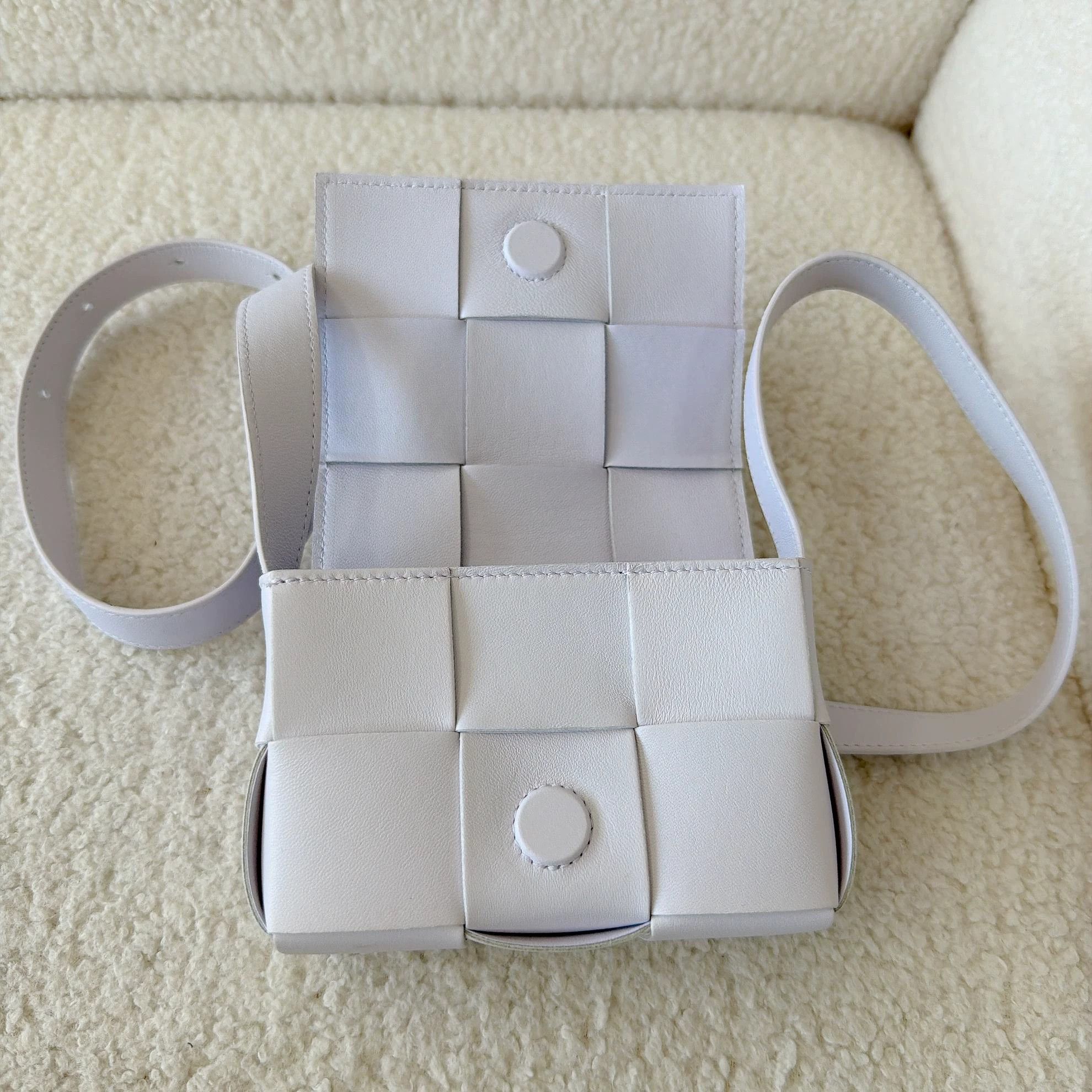 Bottega Veneta Bottega Veneta CASSETTE Lavender Check Tofu Bag 12x8x5 Size ONE SIZE - 4 Thumbnail