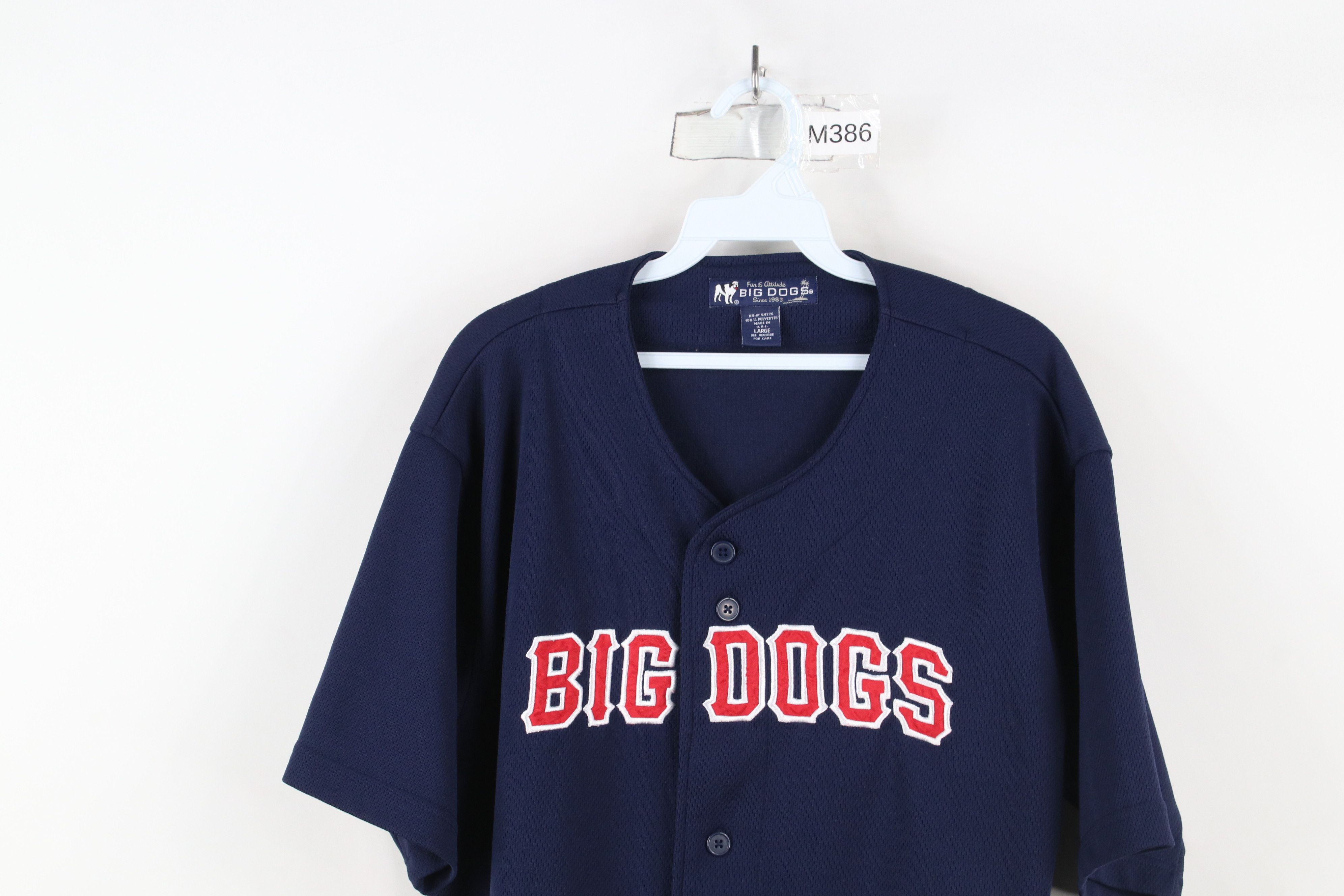 Big Dogs × Vintage Vintage 90s Big Dogs Short Sleeve Baseball Jersey Blue USA Size US L / EU 52-54 / 3 - 2 Thumbnail