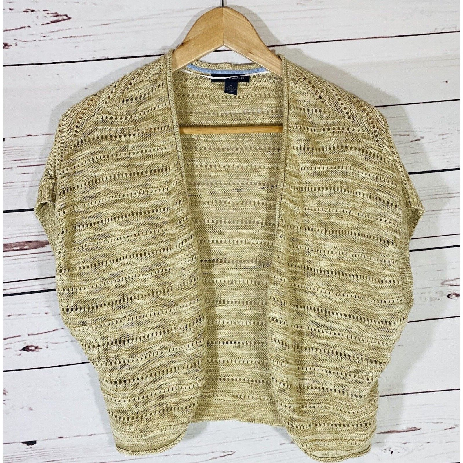 Tommy Hilfiger Tommy Hilfiger Womens Shrug Sweater Sz Medium Beige Tan Knit Size M / US 6-8 / IT 42-44 - 1 Thumbnail