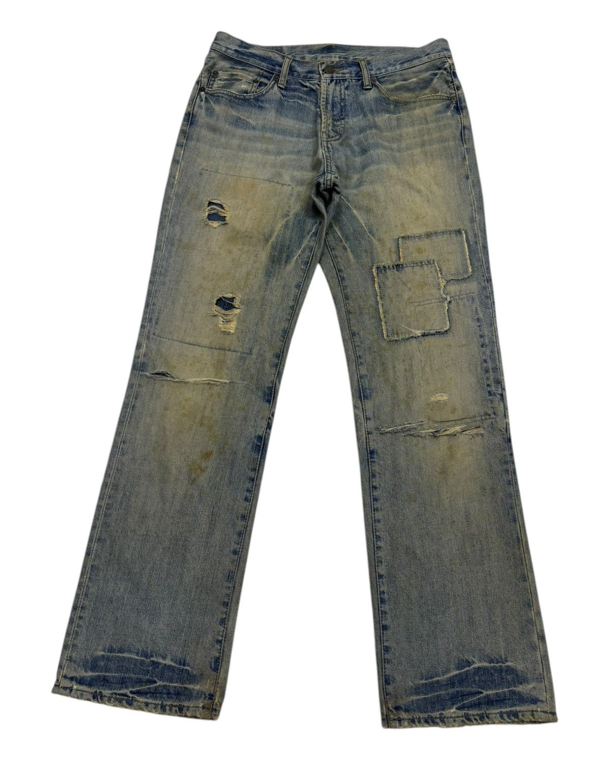 Hysteric Glamour × If Six Was Nine × Le Grande Bleu (L.G.B.) BAGGY JEANS COMME CA COMMUNE PATCHWORK RIPPED DENIM JEANS Size US 32 / EU 48 - 7 Thumbnail