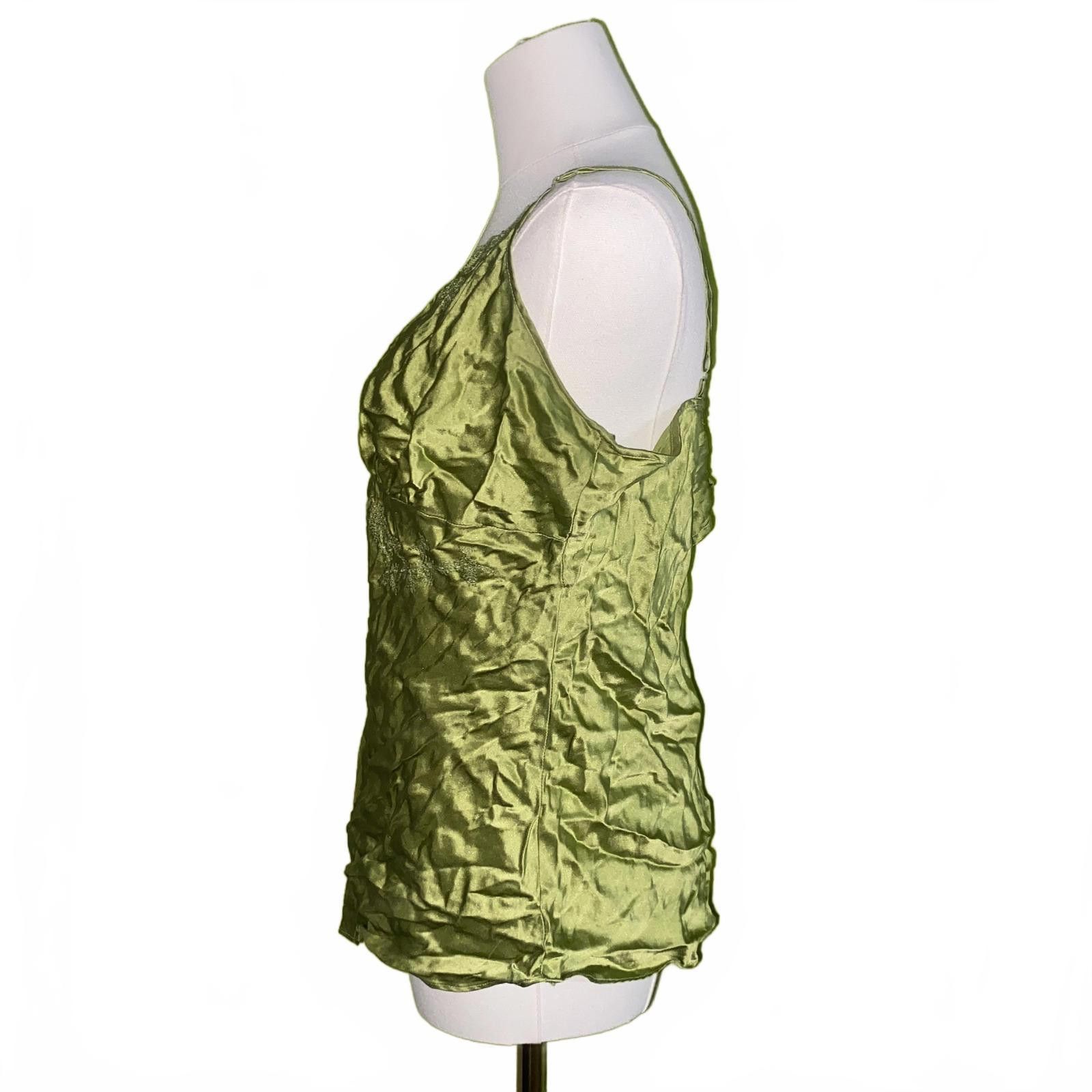 Designer Y2K Green Satin Lace Cami Top Size XL Lingerie Aesthetic Size XL / US 12-14 / IT 48-50 - 2 Thumbnail