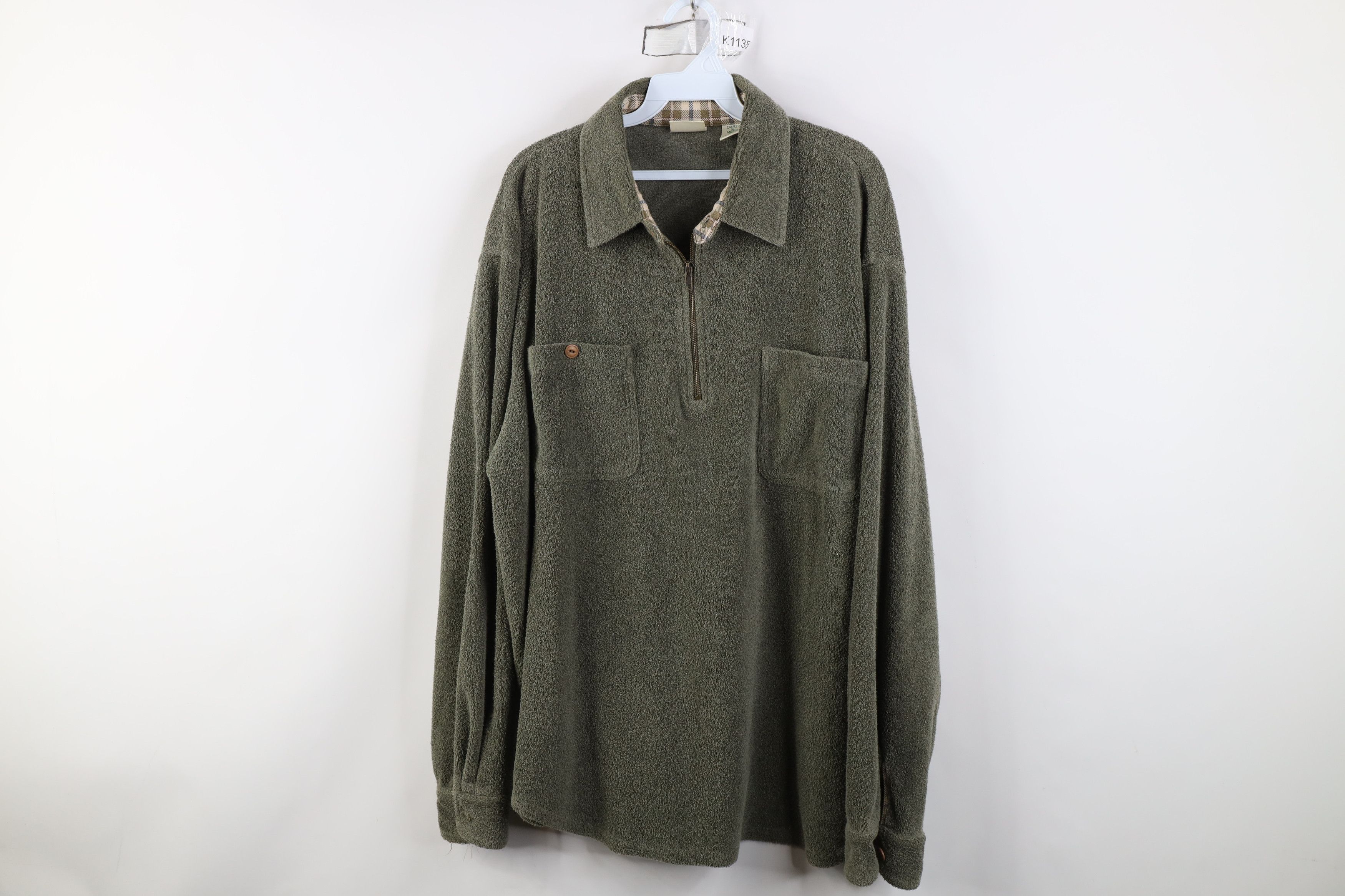 Vintage 90s LL Bean 1/4 Half Zip Collared Sweater Green
