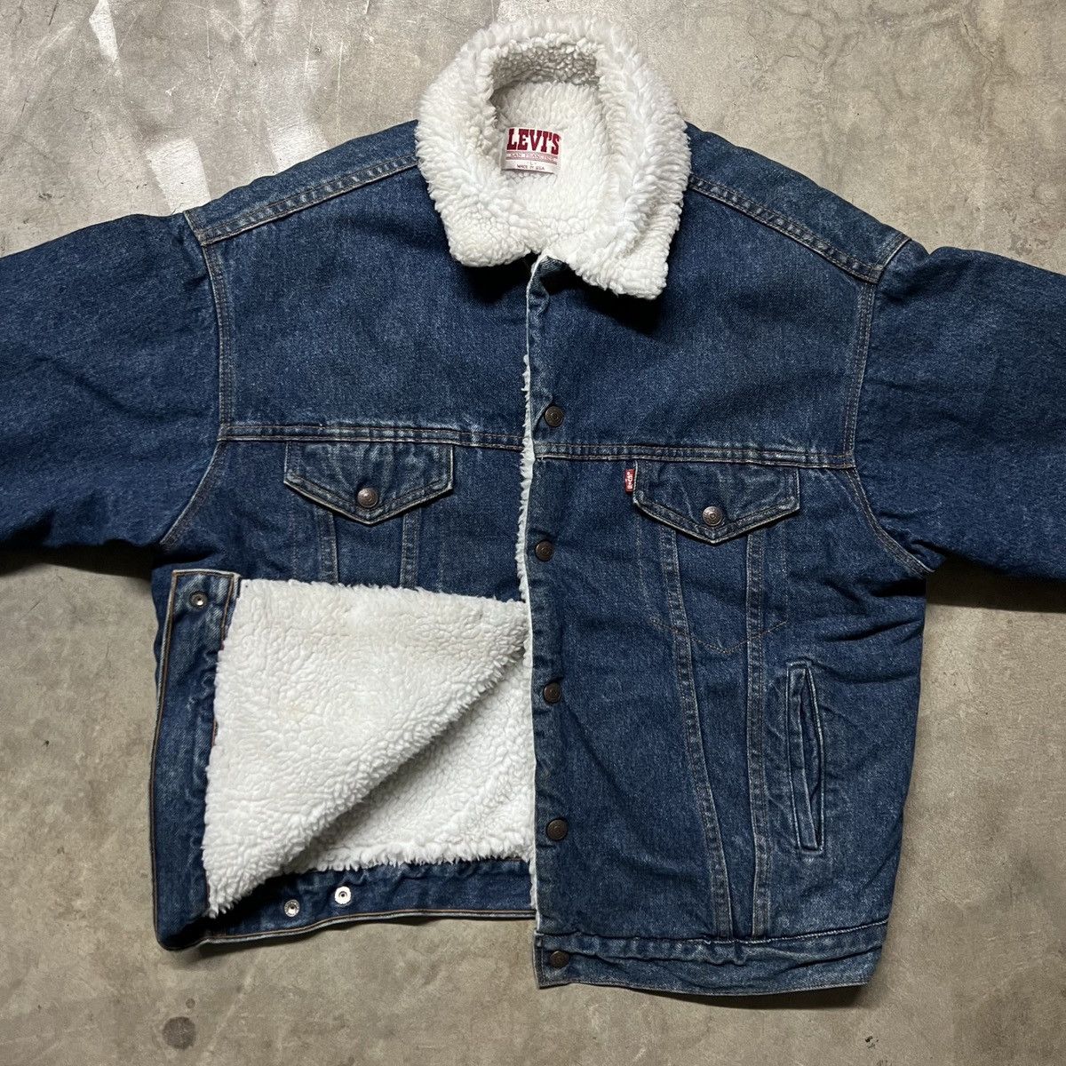 Levi's × Levi's Vintage Clothing × Vintage Vintage 80’s Levi’s 🇺🇸 Sherpa-Lined Denim Trucker Jacket Size US L / EU 52-54 / 3 - 2 Thumbnail