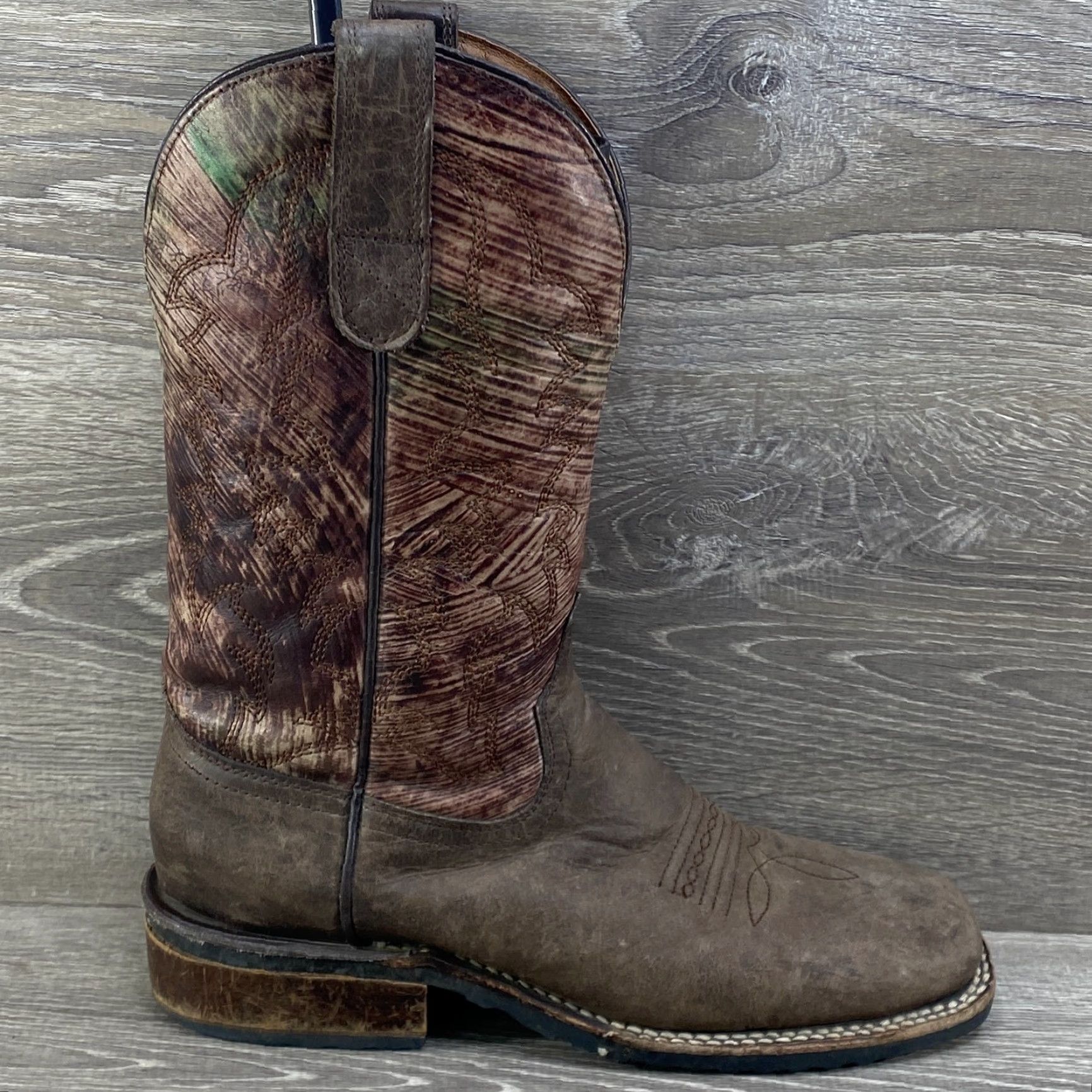 Vintage Circle G Men's 7.5 D Brown Leather Square Toe Cowboy Western Boots Distressed Size US 8 / EU 41 - 2 Thumbnail