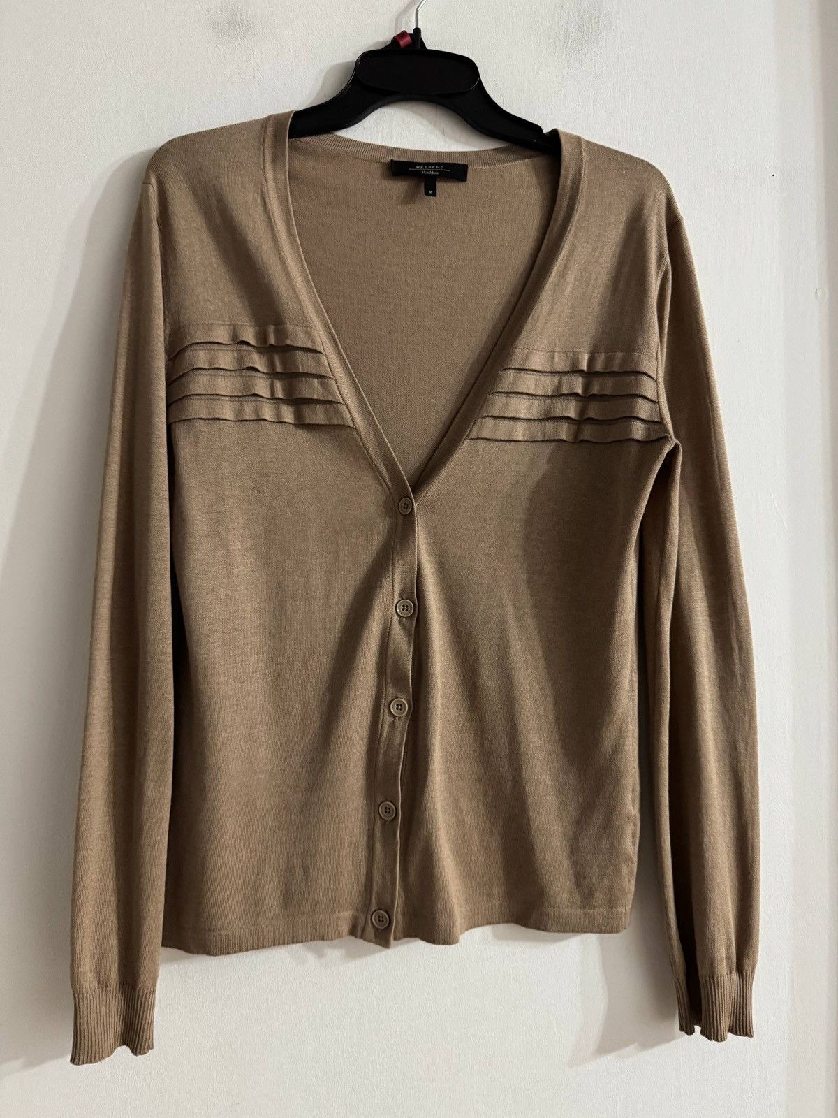 Weekend Max Mara Weekend Max Mara Silk Blend Cardigan Beige Tan Size M Size M / US 6-8 / IT 42-44 - 6 Thumbnail