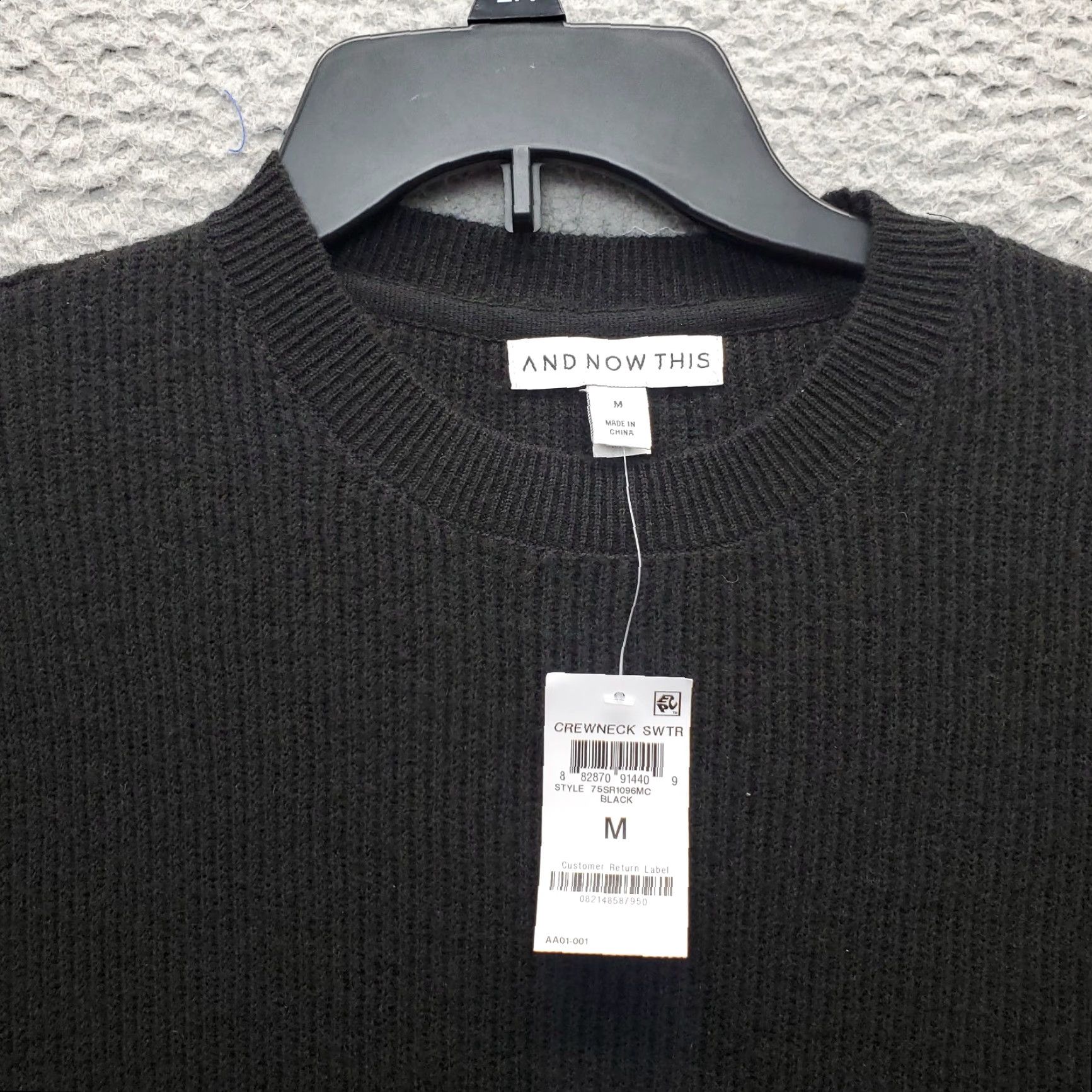 Vintage And Now This Womens Medium Black Ribbed Crew Neck Pullover Sweater - Side Slit - Knit - Casual Womens Size M - Long Sleeve - Polyester - NWT Size M / US 6-8 / IT 42-44 - 5 Thumbnail