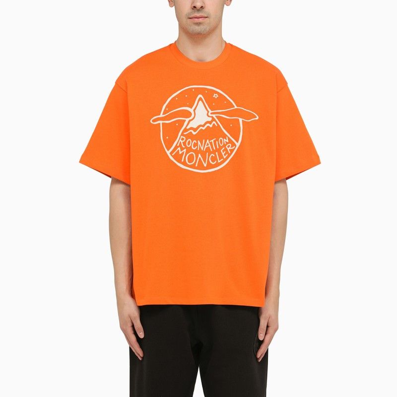 image of Moncler X Roc Nation By Jay-Z Orange Cotton T-Shirt With Logo, Men's (Size XL)